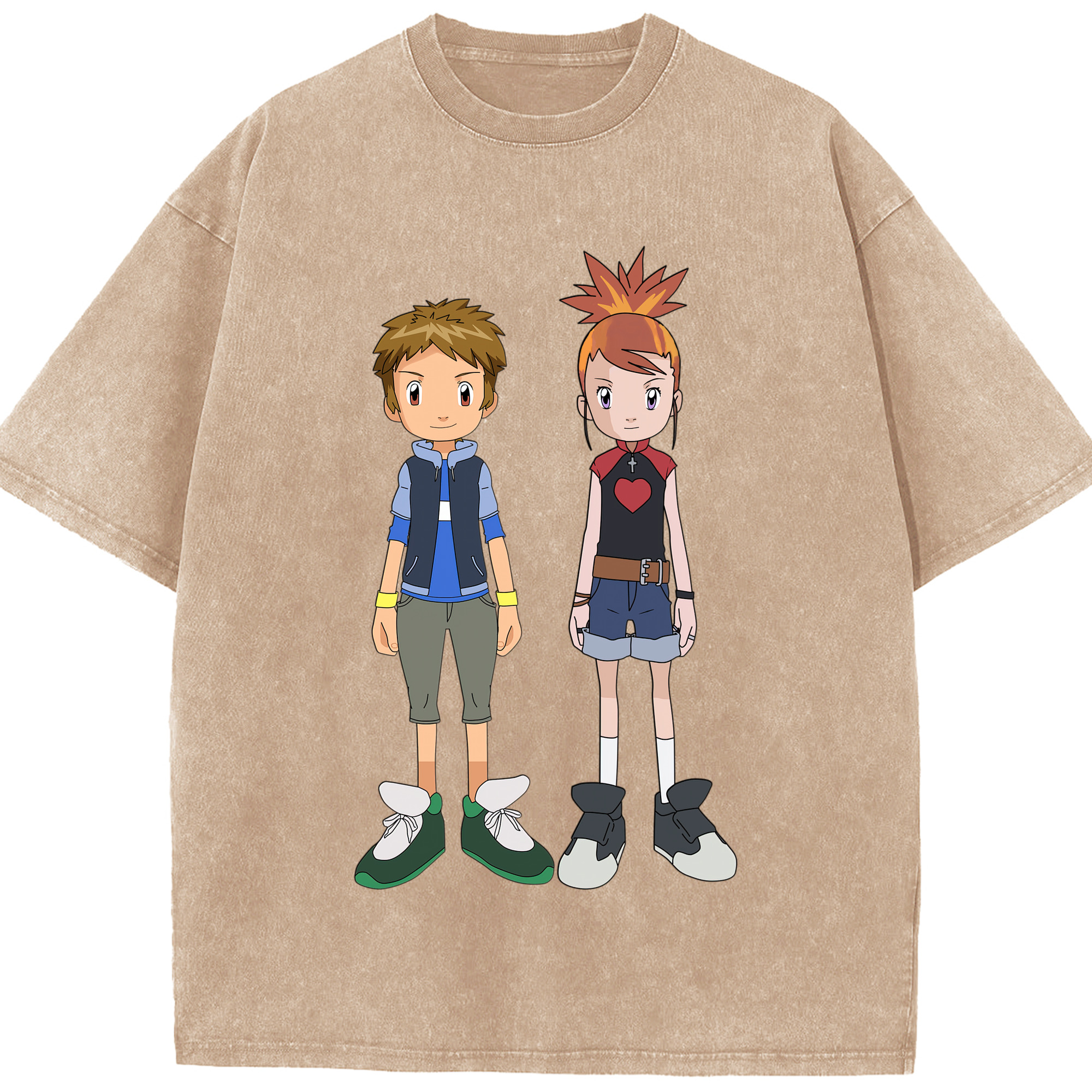 （画像用） Digimon デジタルモンスター/デジモン 綿100% ヴィンテージ風 半袖Tシャツ（フロントプリント）