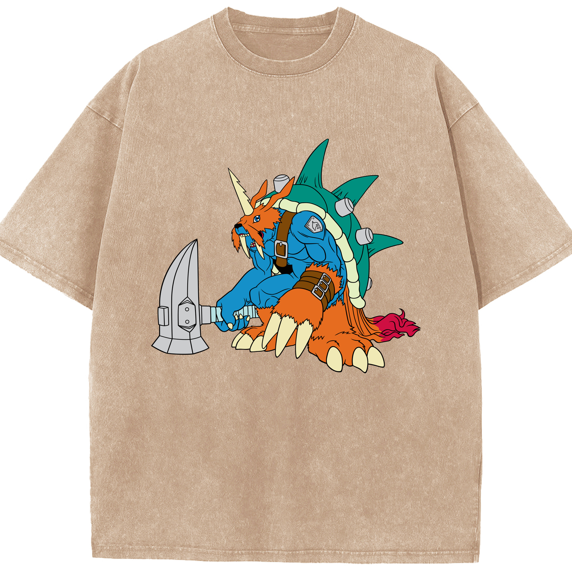 （画像用） Digimon デジタルモンスター/デジモン 綿100% ヴィンテージ風 半袖Tシャツ（フロントプリント）