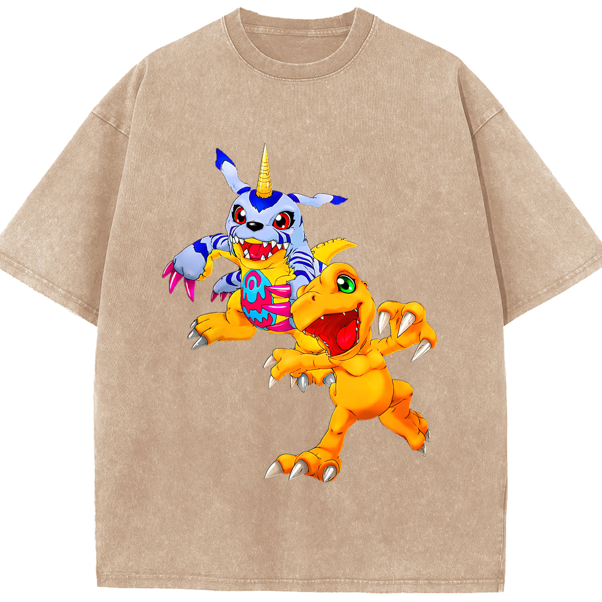 （画像用） Digimon デジタルモンスター/デジモン 綿100% ヴィンテージ風 半袖Tシャツ（フロントプリント）