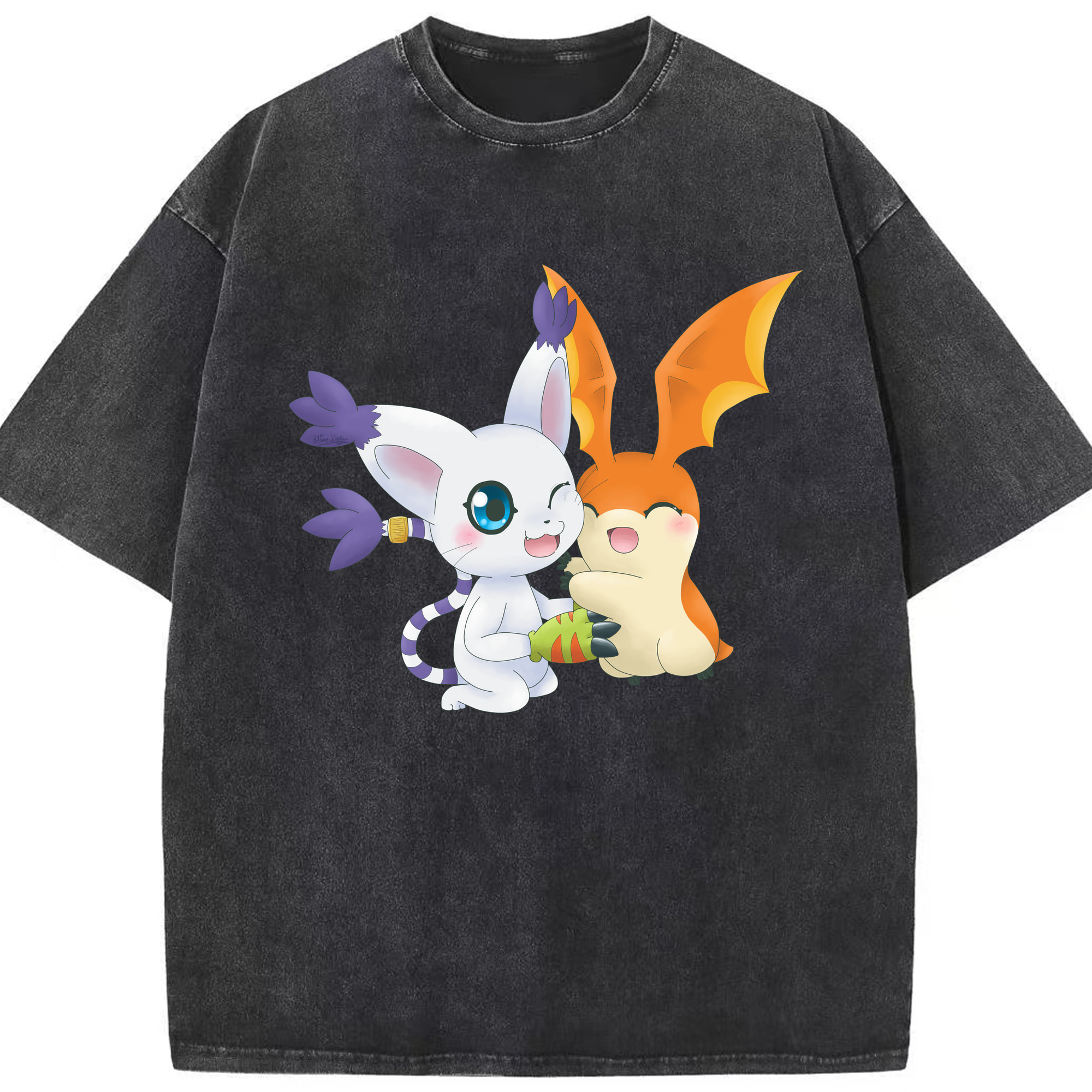 （画像用） Digimon デジタルモンスター/デジモン 綿100% ヴィンテージ風 半袖Tシャツ（フロントプリント）
