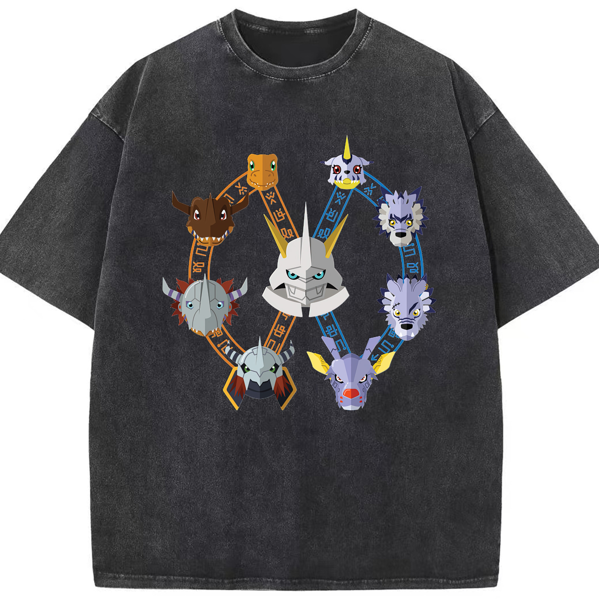 （画像用） Digimon デジタルモンスター/デジモン 綿100% ヴィンテージ風 半袖Tシャツ（フロントプリント）