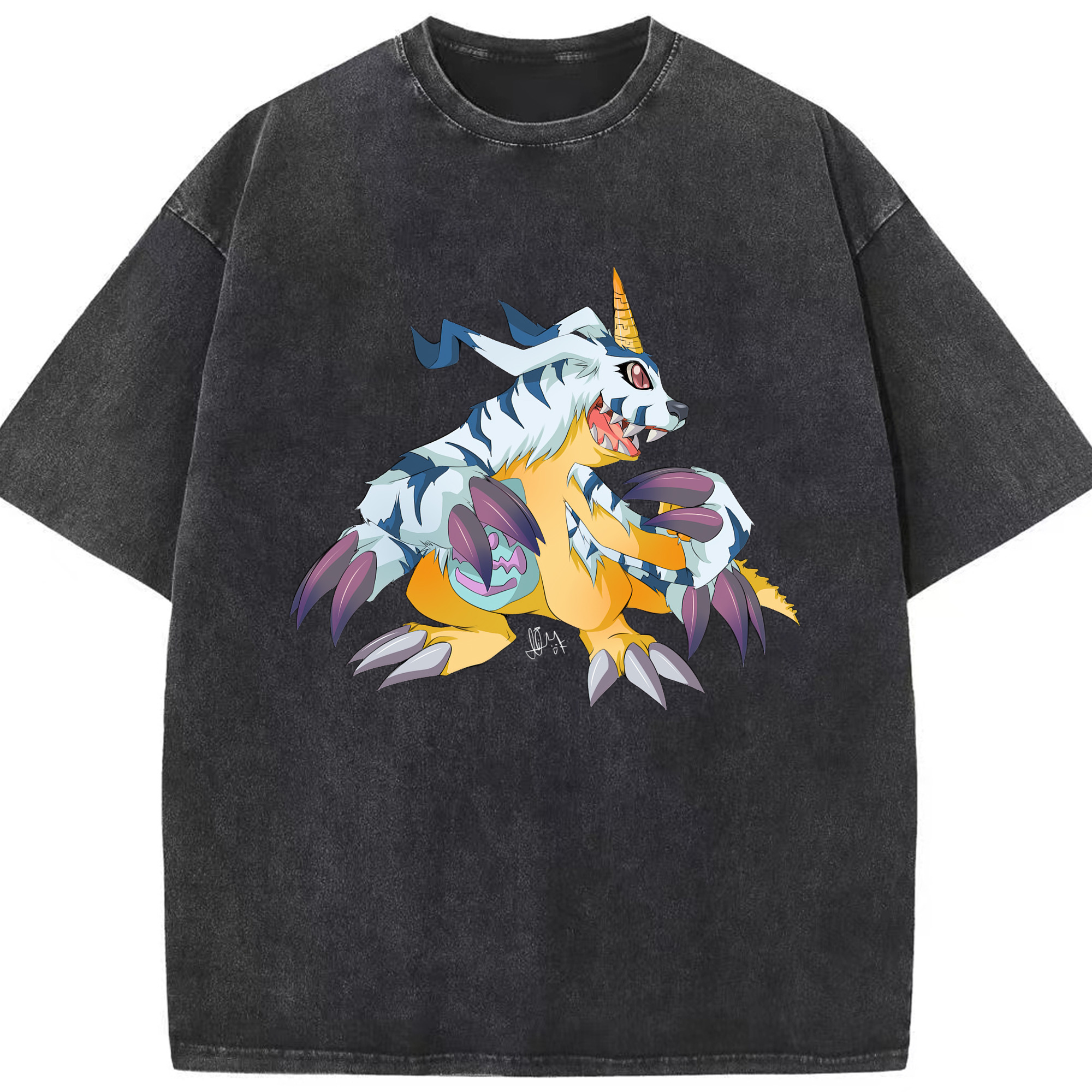 （画像用） Digimon デジタルモンスター/デジモン 綿100% ヴィンテージ風 半袖Tシャツ（フロントプリント）