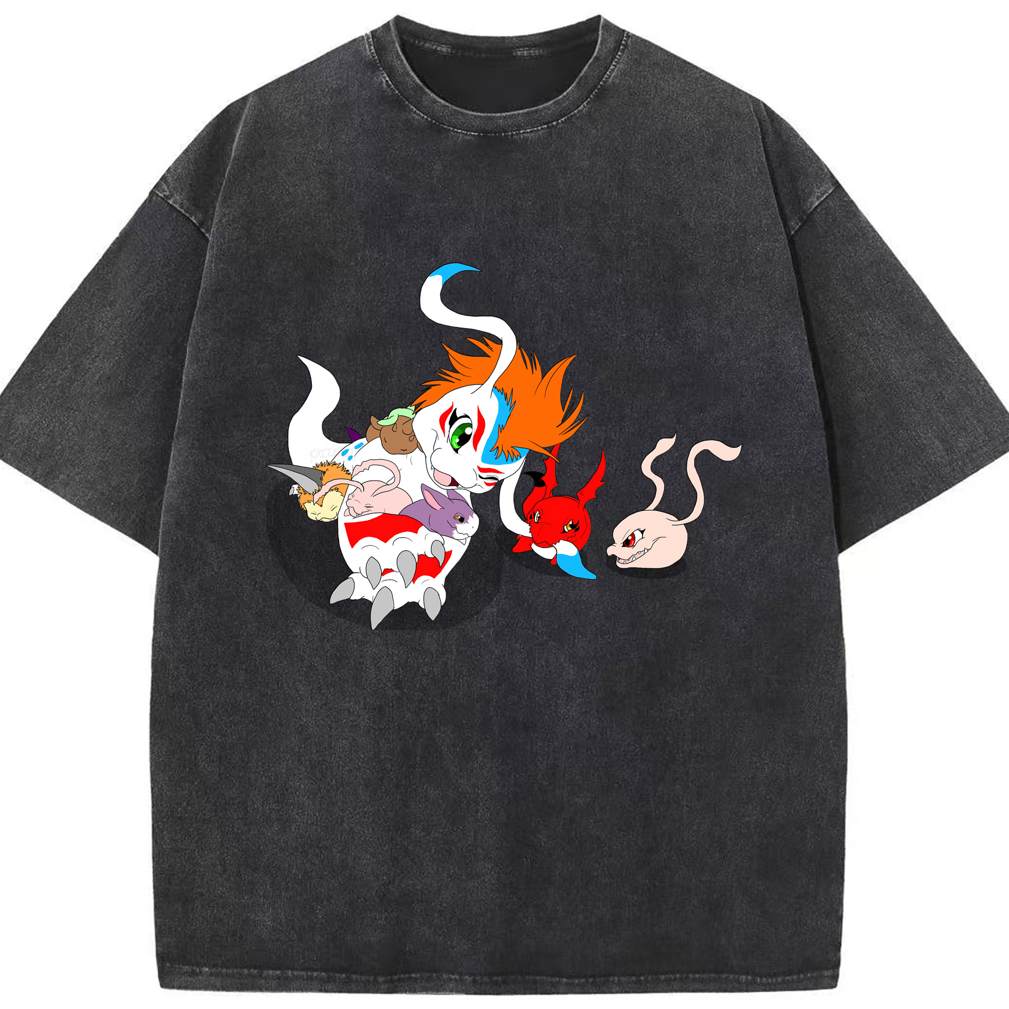 （画像用） Digimon デジタルモンスター/デジモン 綿100% ヴィンテージ風 半袖Tシャツ（フロントプリント）