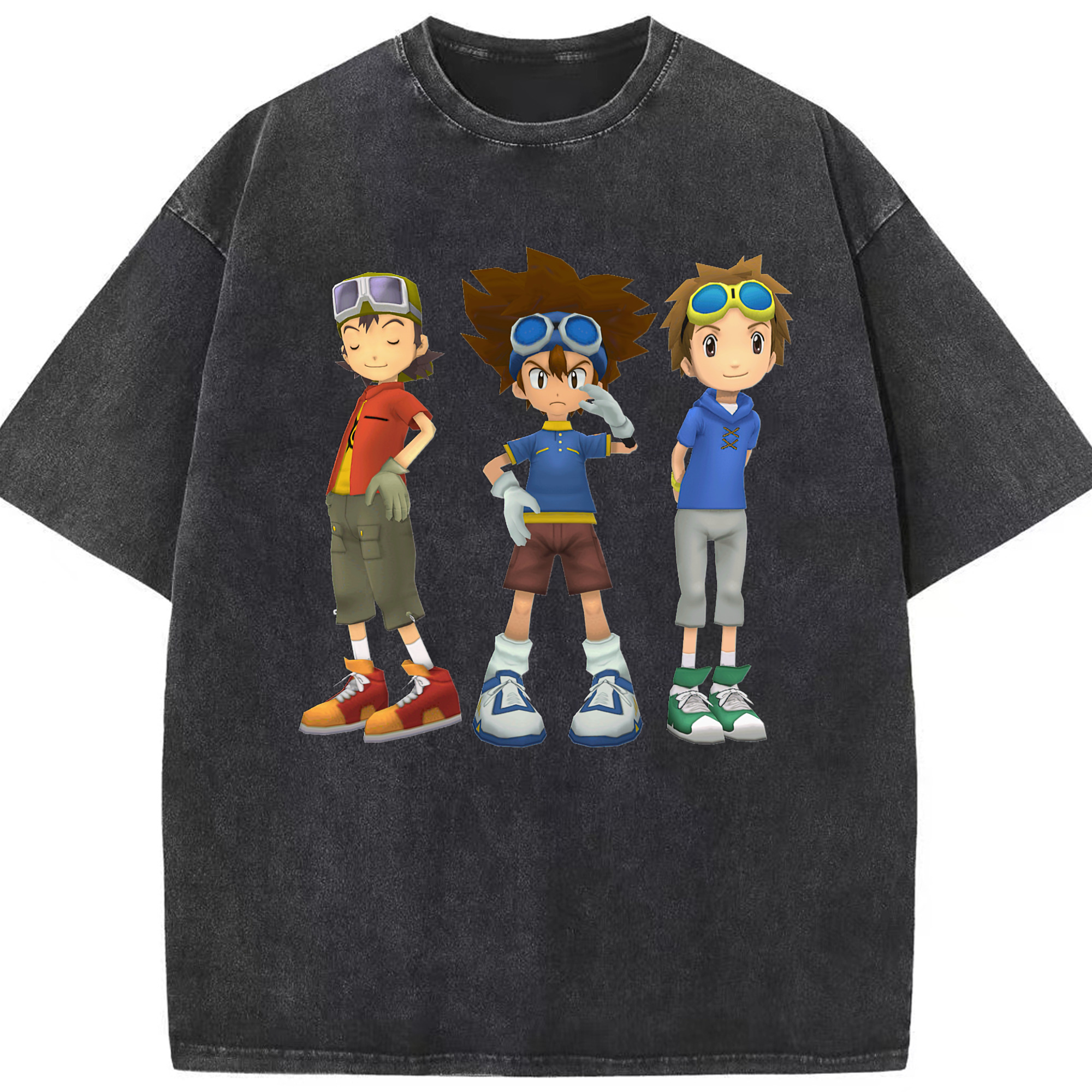 （画像用） Digimon デジタルモンスター/デジモン 綿100% ヴィンテージ風 半袖Tシャツ（フロントプリント）