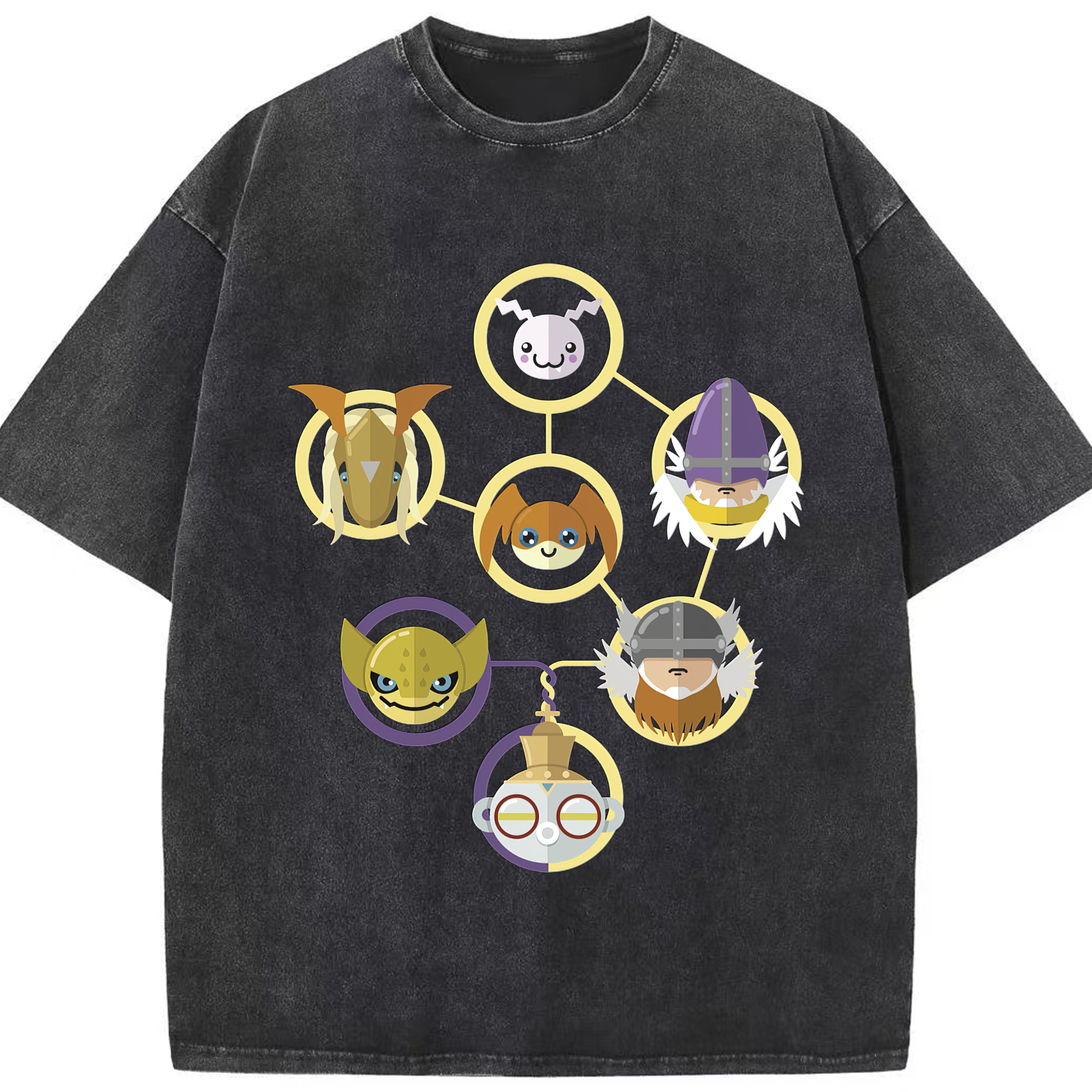 （画像用） Digimon デジタルモンスター/デジモン 綿100% ヴィンテージ風 半袖Tシャツ（フロントプリント）