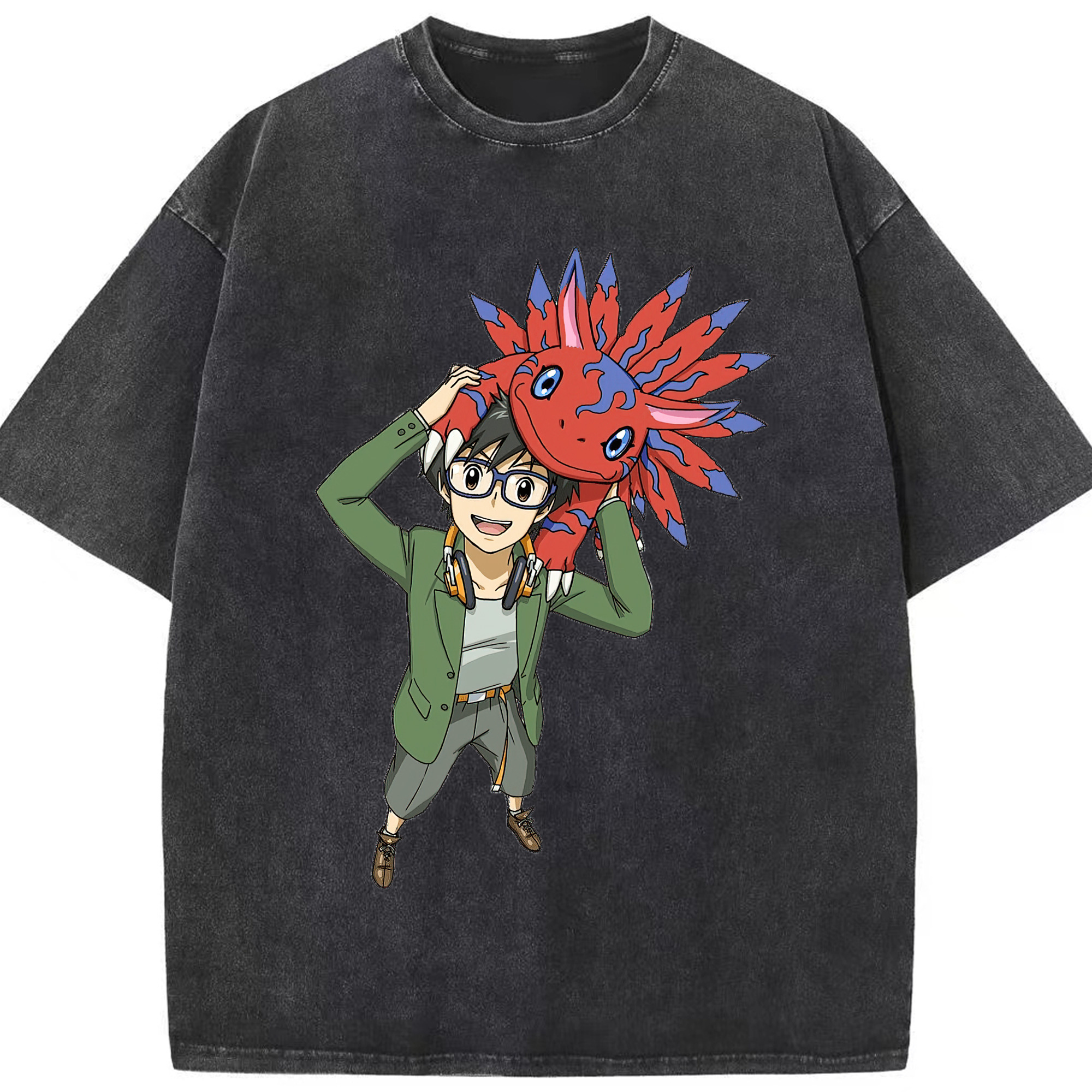 （画像用） Digimon デジタルモンスター/デジモン 綿100% ヴィンテージ風 半袖Tシャツ（フロントプリント）