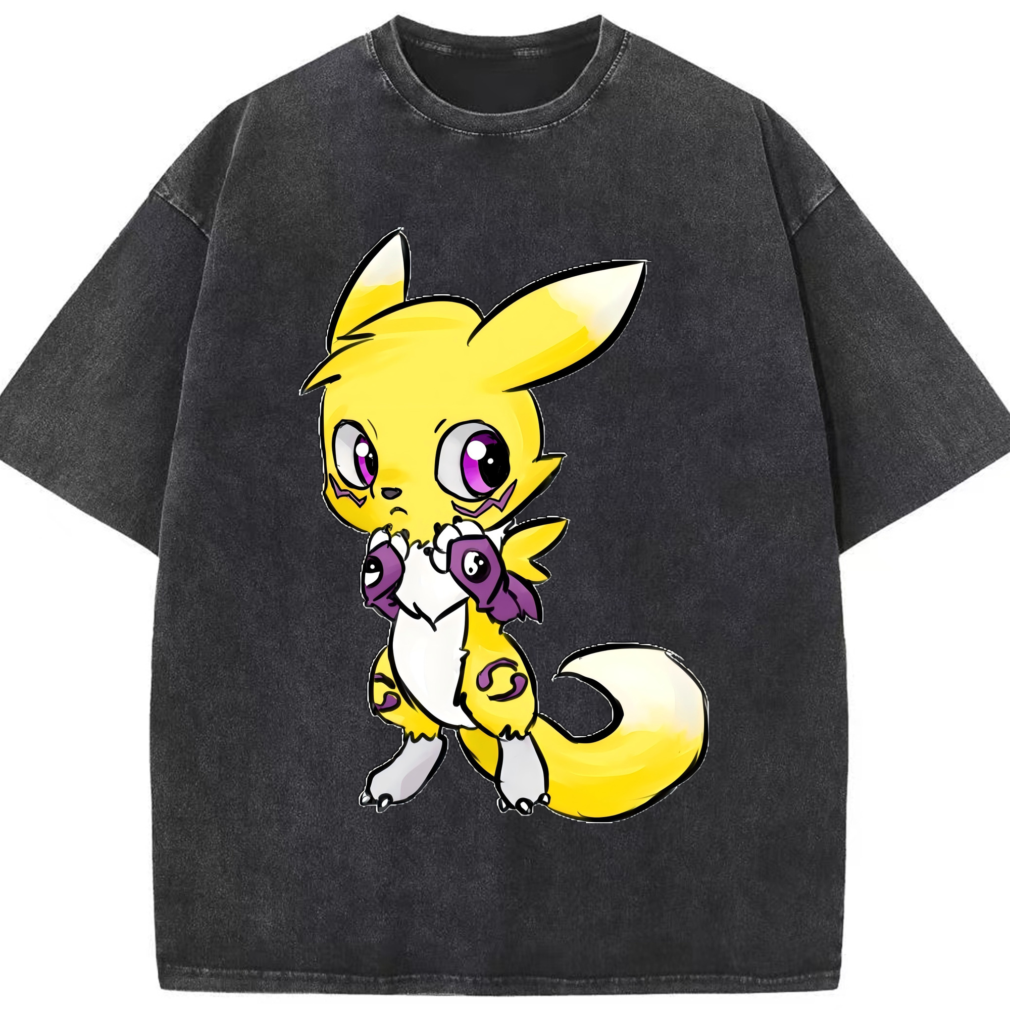 （画像用） Digimon デジタルモンスター/デジモン 綿100% ヴィンテージ風 半袖Tシャツ（フロントプリント）