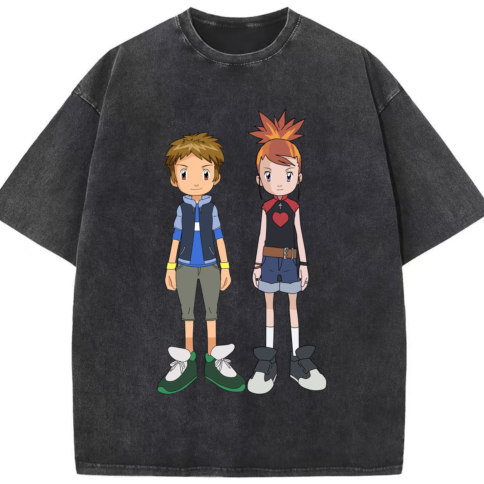 （画像用） Digimon デジタルモンスター/デジモン 綿100% ヴィンテージ風 半袖Tシャツ（フロントプリント）