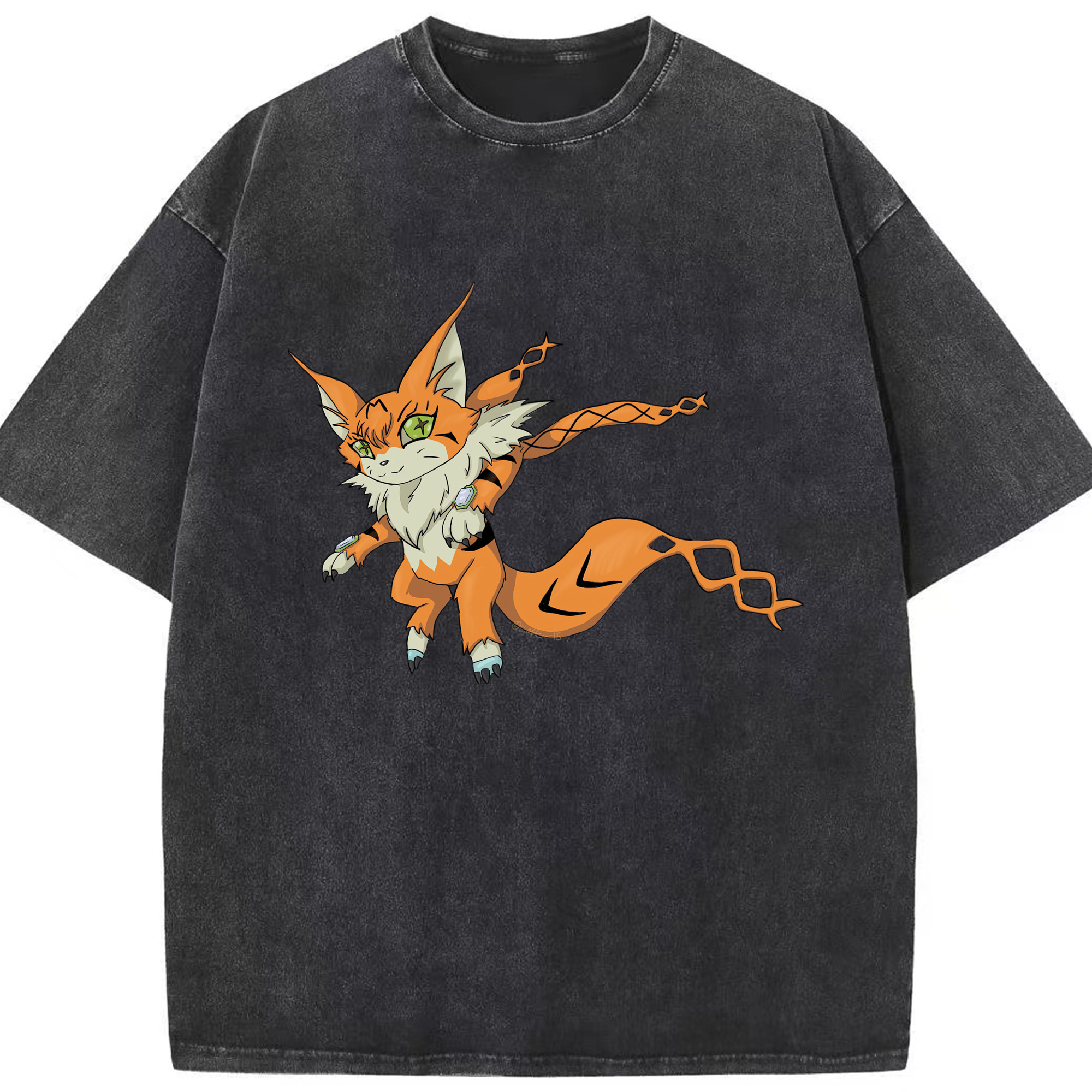 （画像用） Digimon デジタルモンスター/デジモン 綿100% ヴィンテージ風 半袖Tシャツ（フロントプリント）
