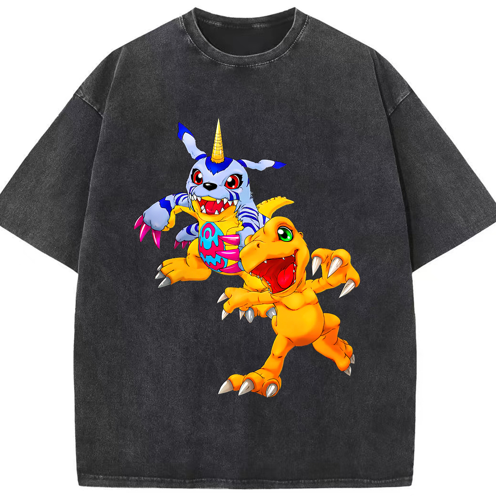 （画像用） Digimon デジタルモンスター/デジモン 綿100% ヴィンテージ風 半袖Tシャツ（フロントプリント）