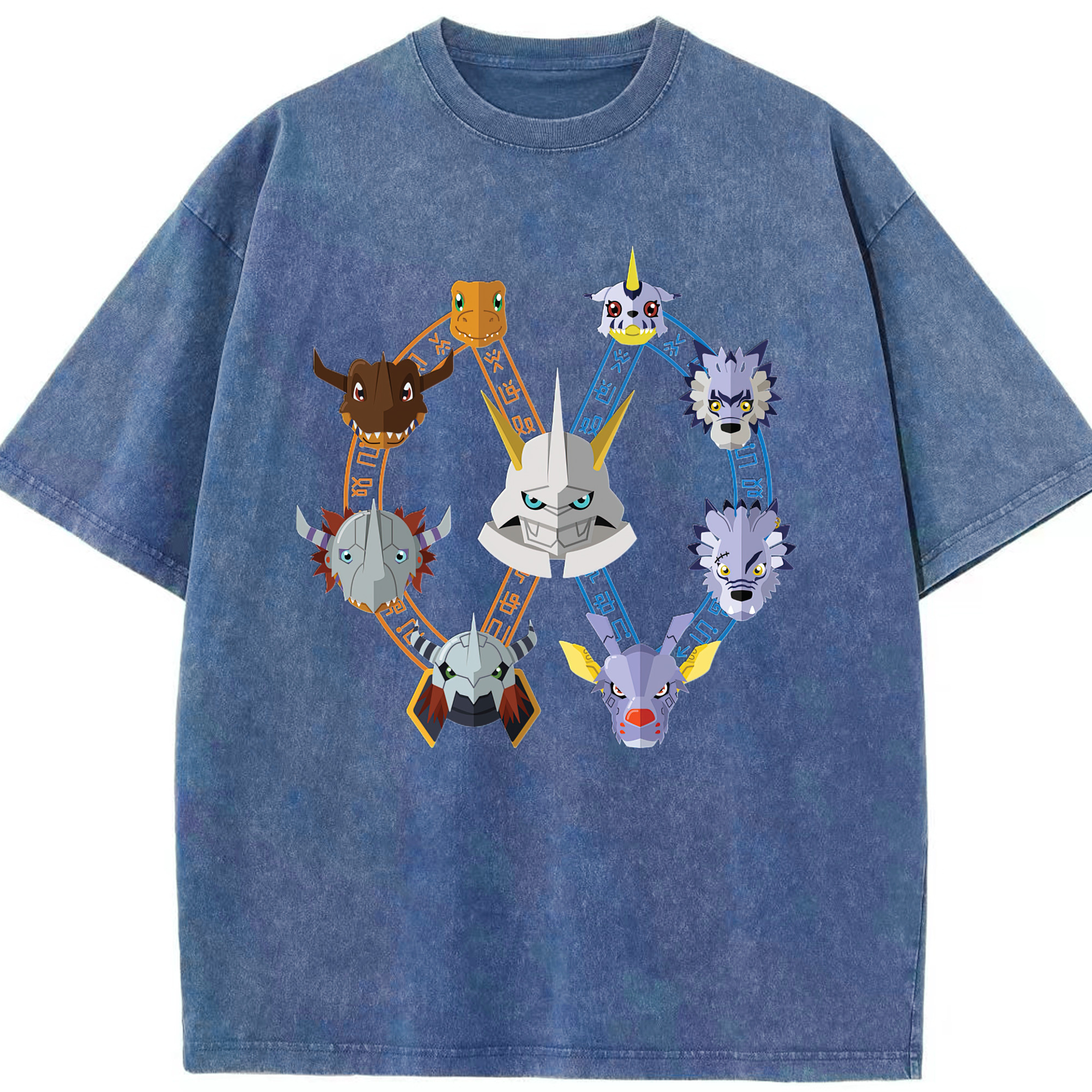 （画像用） Digimon デジタルモンスター/デジモン 綿100% ヴィンテージ風 半袖Tシャツ（フロントプリント）