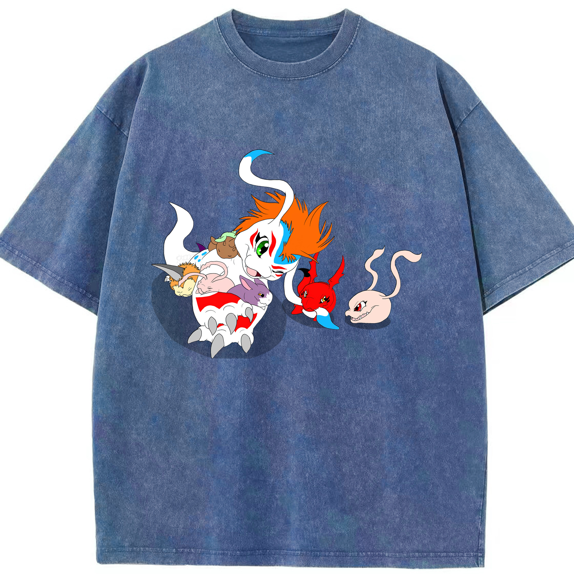 （画像用） Digimon デジタルモンスター/デジモン 綿100% ヴィンテージ風 半袖Tシャツ（フロントプリント）