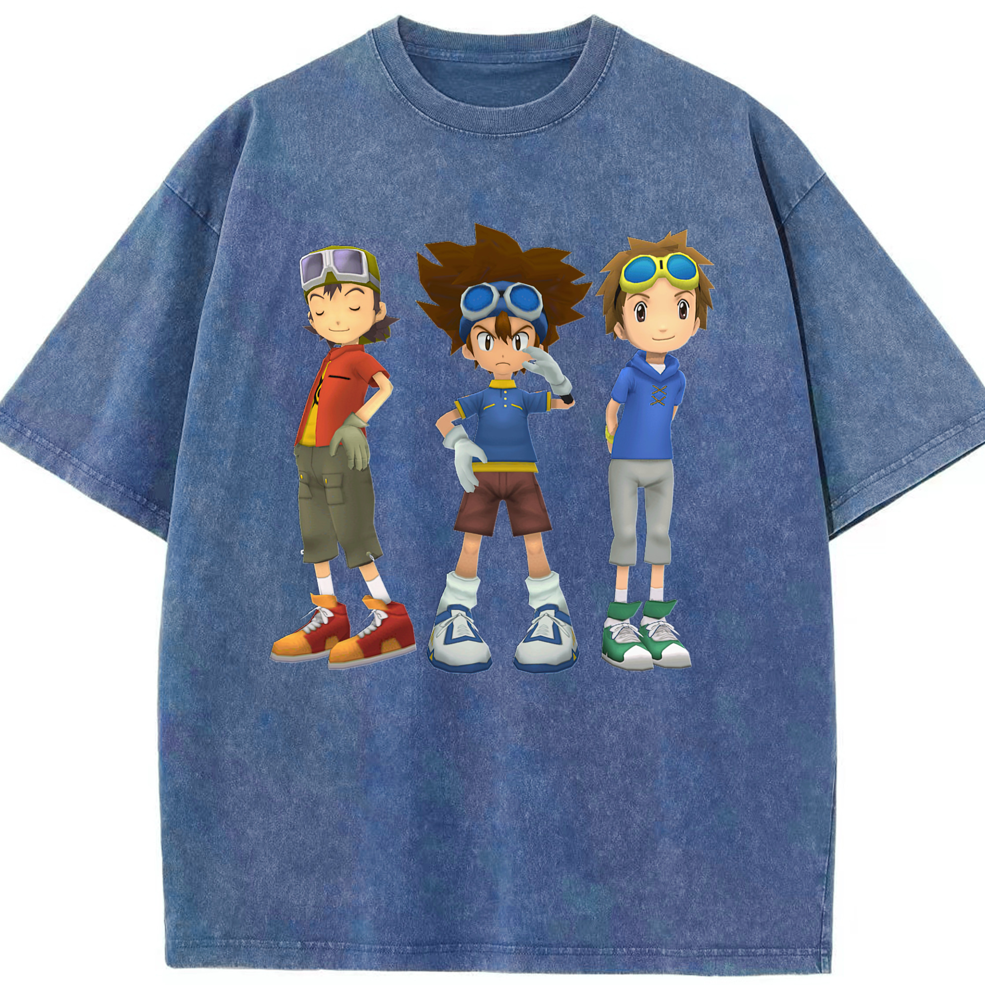 （画像用） Digimon デジタルモンスター/デジモン 綿100% ヴィンテージ風 半袖Tシャツ（フロントプリント）