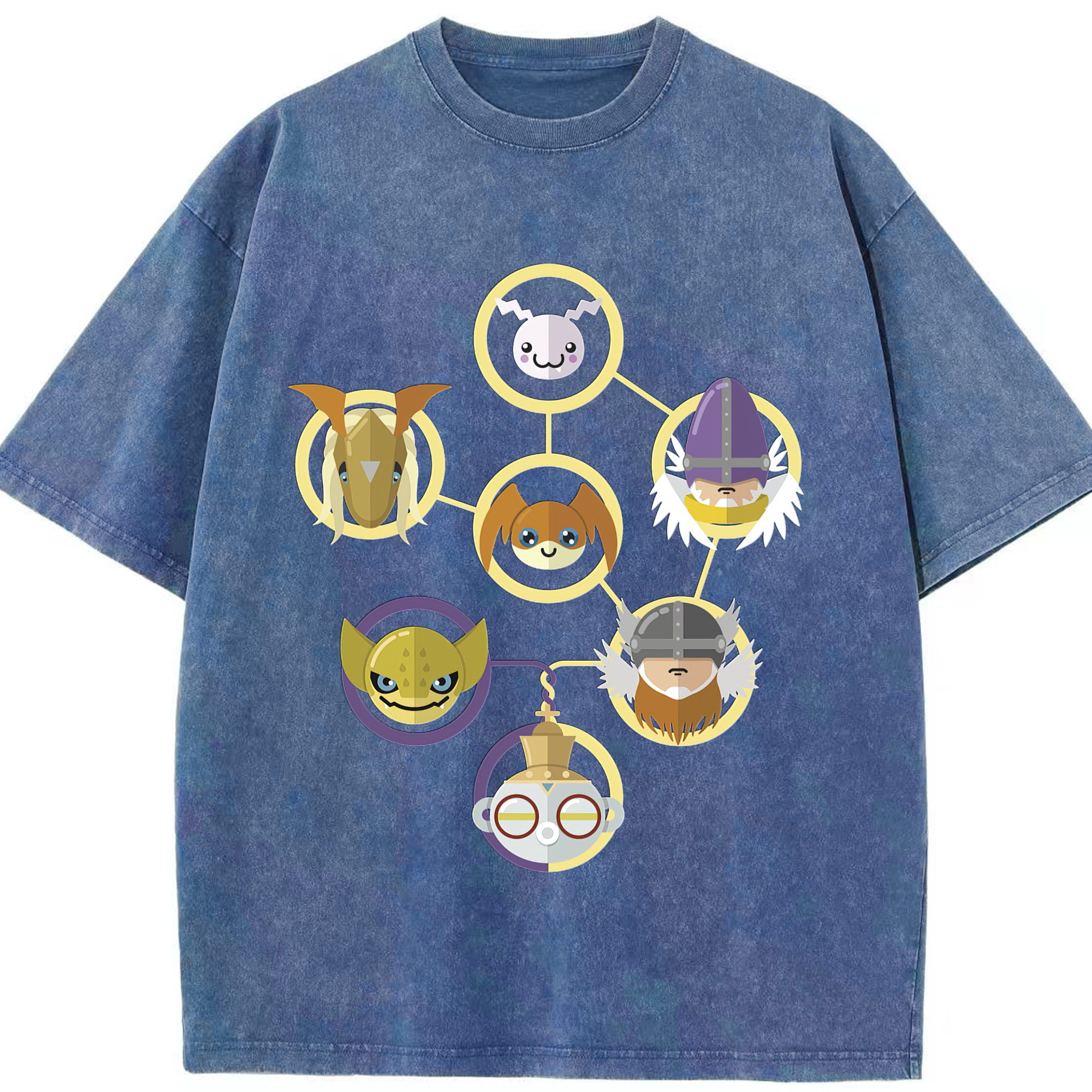 （画像用） Digimon デジタルモンスター/デジモン 綿100% ヴィンテージ風 半袖Tシャツ（フロントプリント）