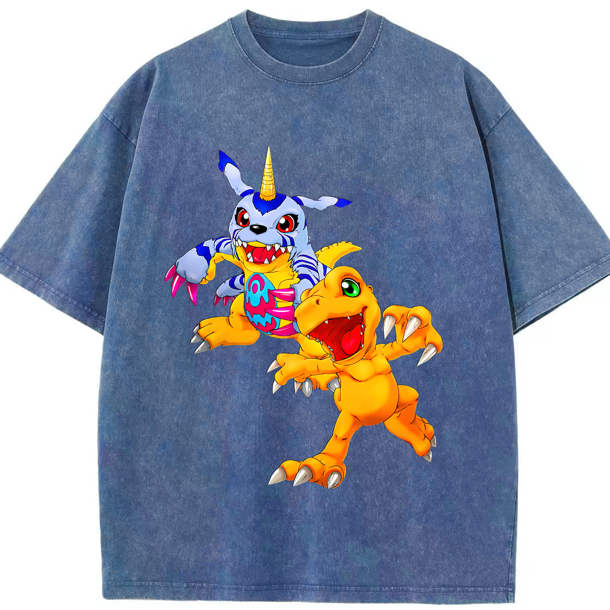 （画像用） Digimon デジタルモンスター/デジモン 綿100% ヴィンテージ風 半袖Tシャツ（フロントプリント）