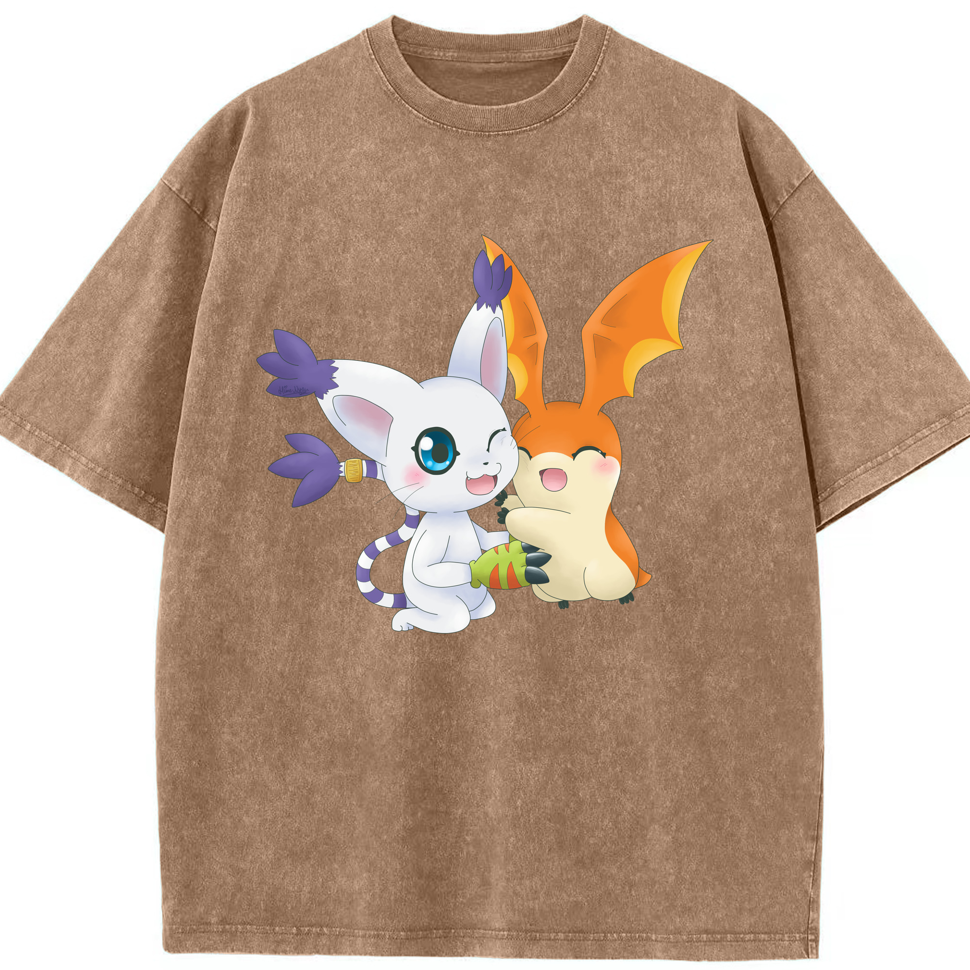 （画像用） Digimon デジタルモンスター/デジモン 綿100% ヴィンテージ風 半袖Tシャツ（フロントプリント）