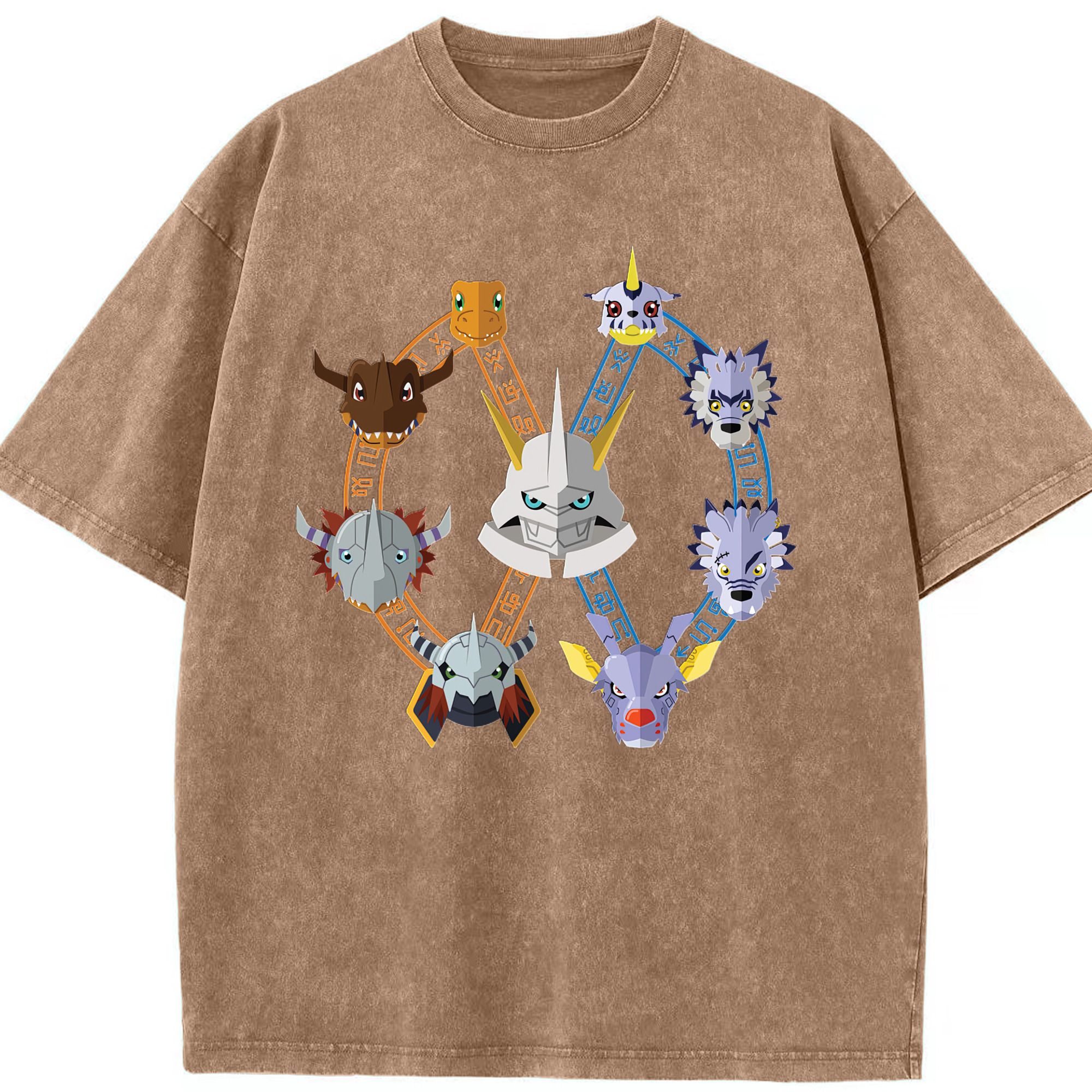 （画像用） Digimon デジタルモンスター/デジモン 綿100% ヴィンテージ風 半袖Tシャツ（フロントプリント）