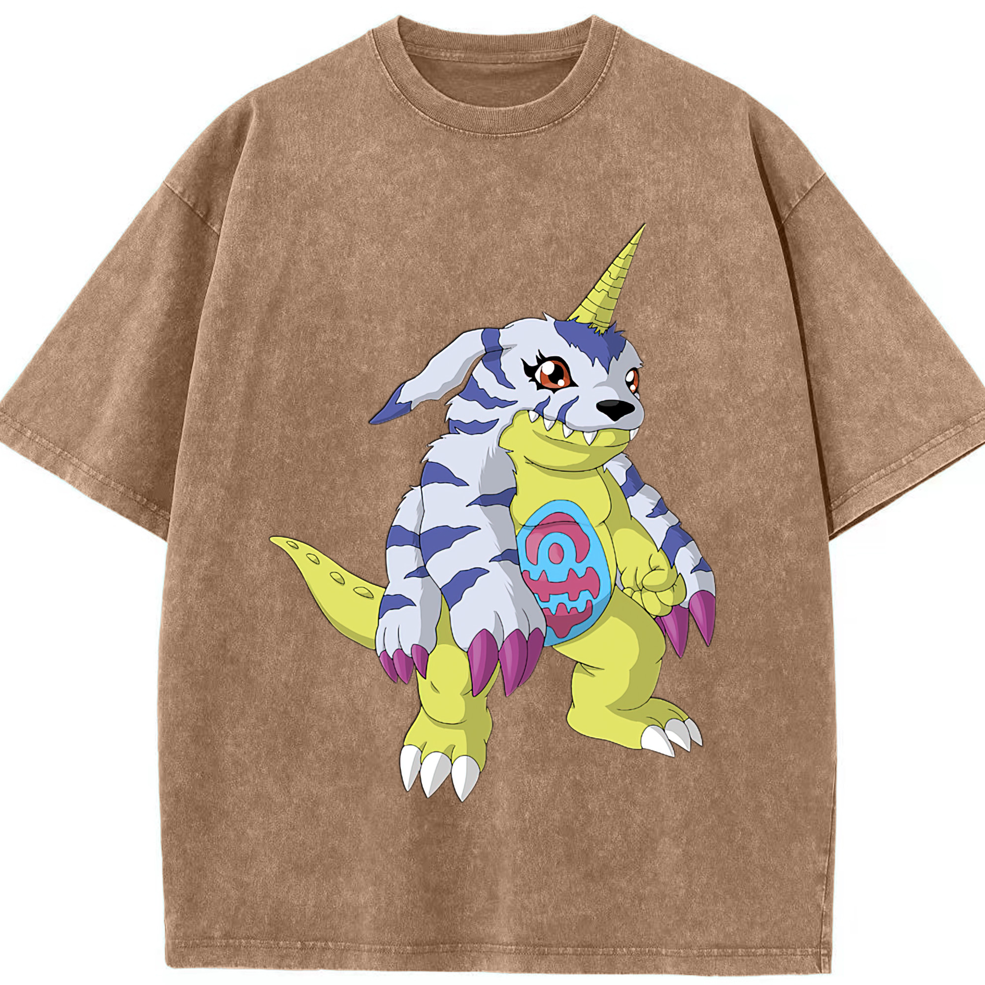 （画像用） Digimon デジタルモンスター/デジモン 綿100% ヴィンテージ風 半袖Tシャツ（フロントプリント）