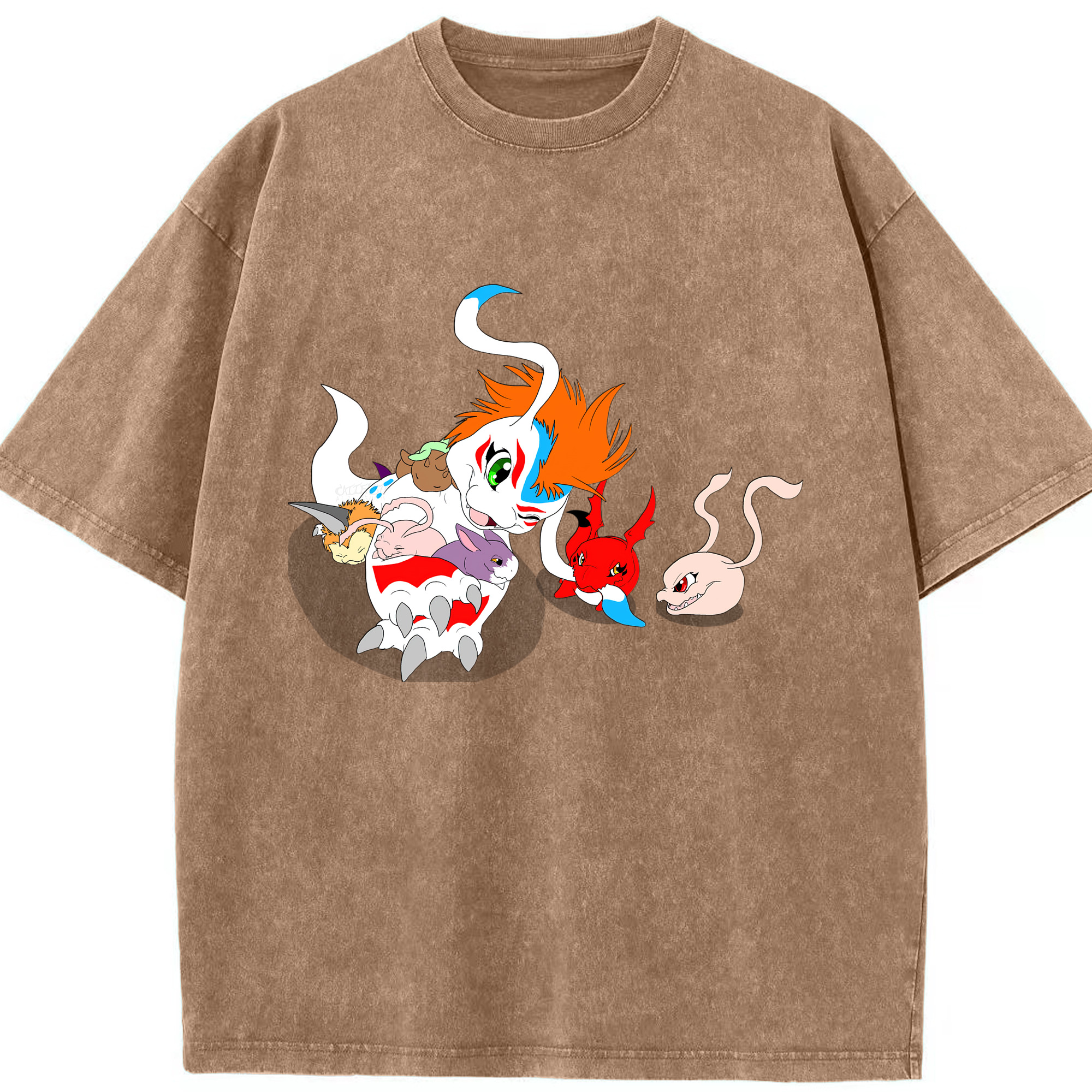 （画像用） Digimon デジタルモンスター/デジモン 綿100% ヴィンテージ風 半袖Tシャツ（フロントプリント）