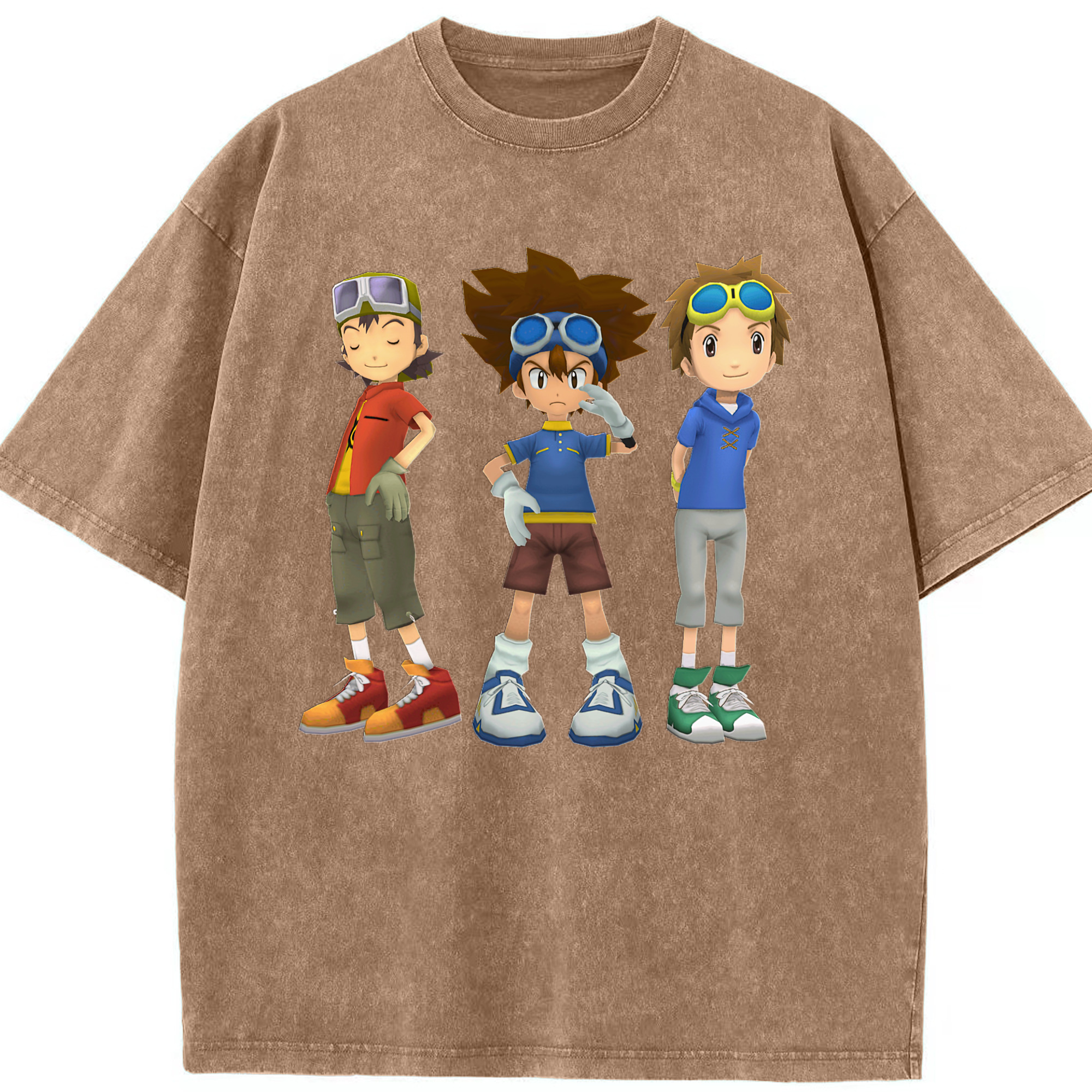 （画像用） Digimon デジタルモンスター/デジモン 綿100% ヴィンテージ風 半袖Tシャツ（フロントプリント）