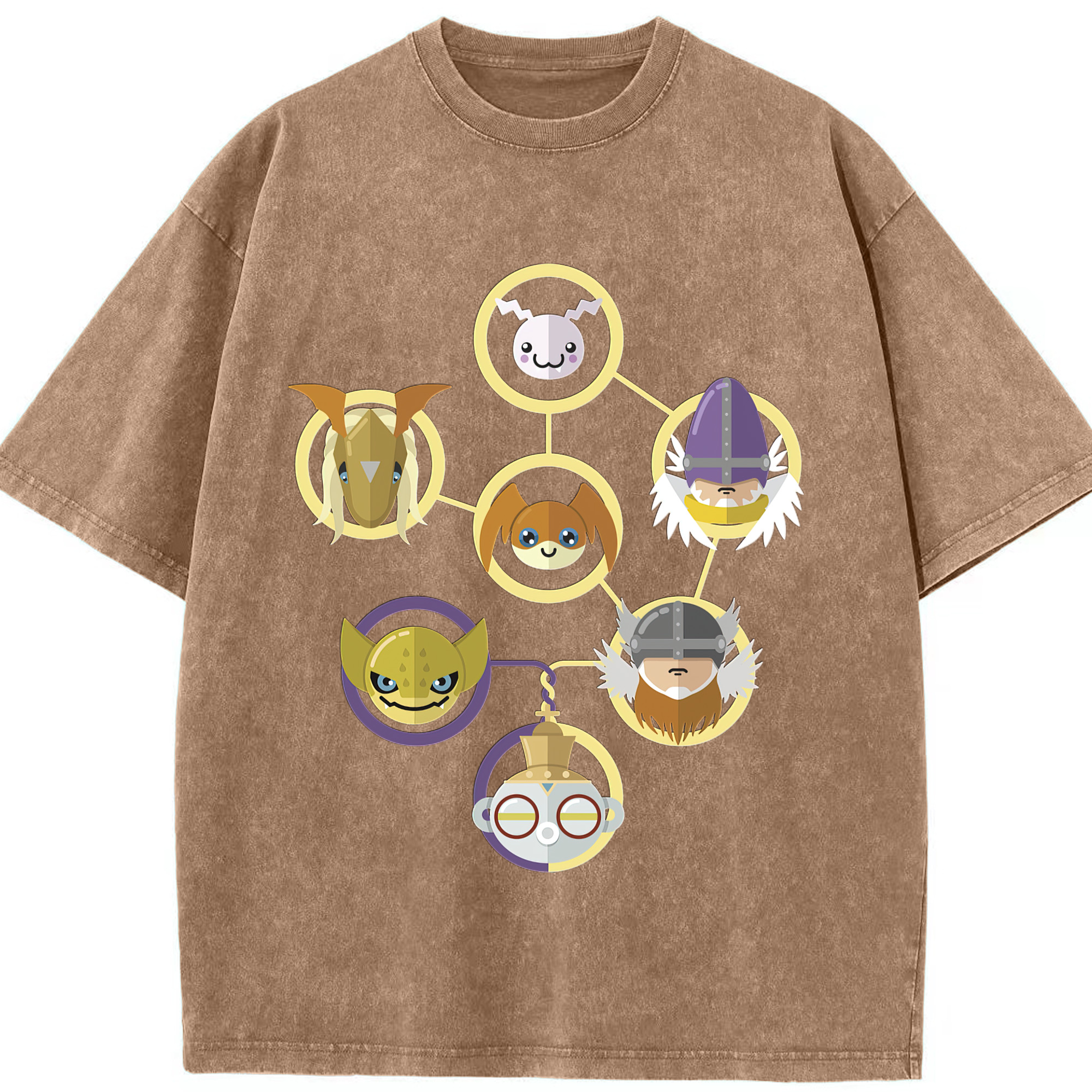 （画像用） Digimon デジタルモンスター/デジモン 綿100% ヴィンテージ風 半袖Tシャツ（フロントプリント）