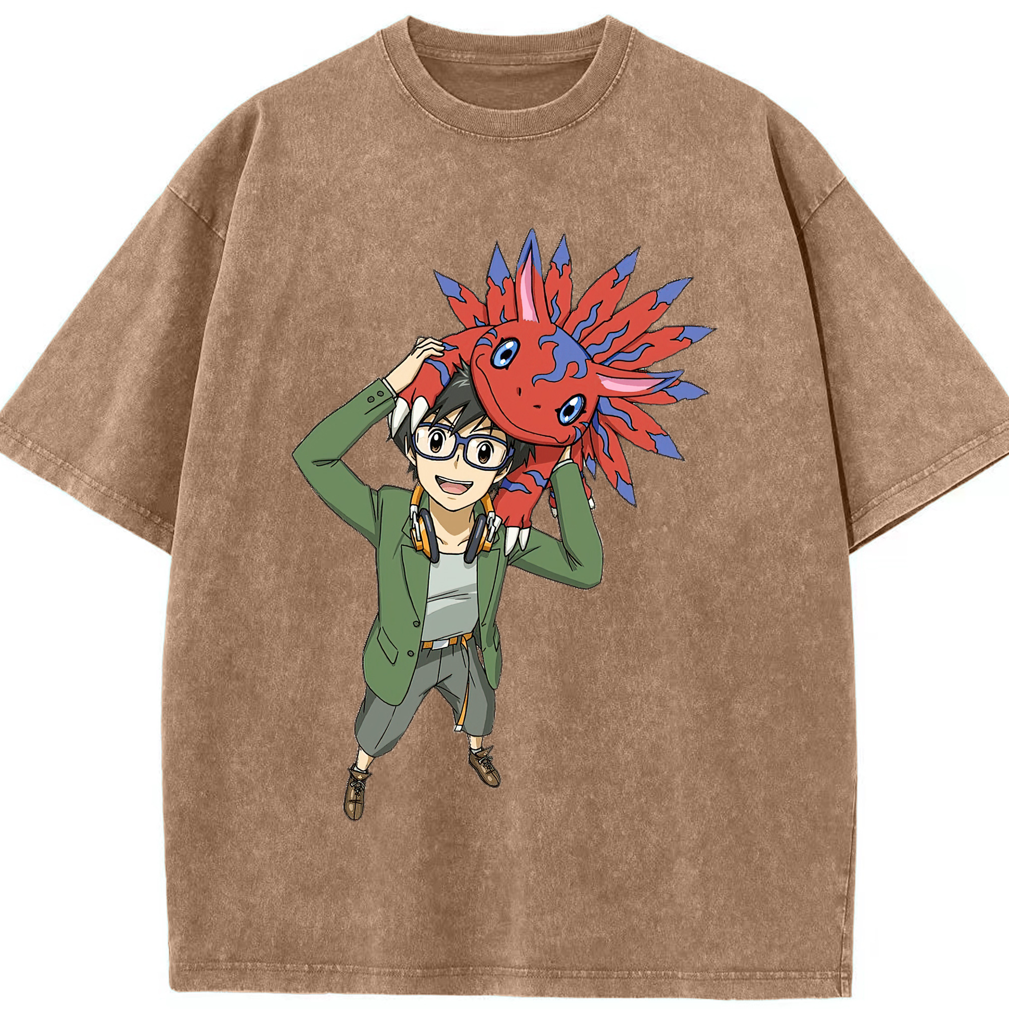 （画像用） Digimon デジタルモンスター/デジモン 綿100% ヴィンテージ風 半袖Tシャツ（フロントプリント）