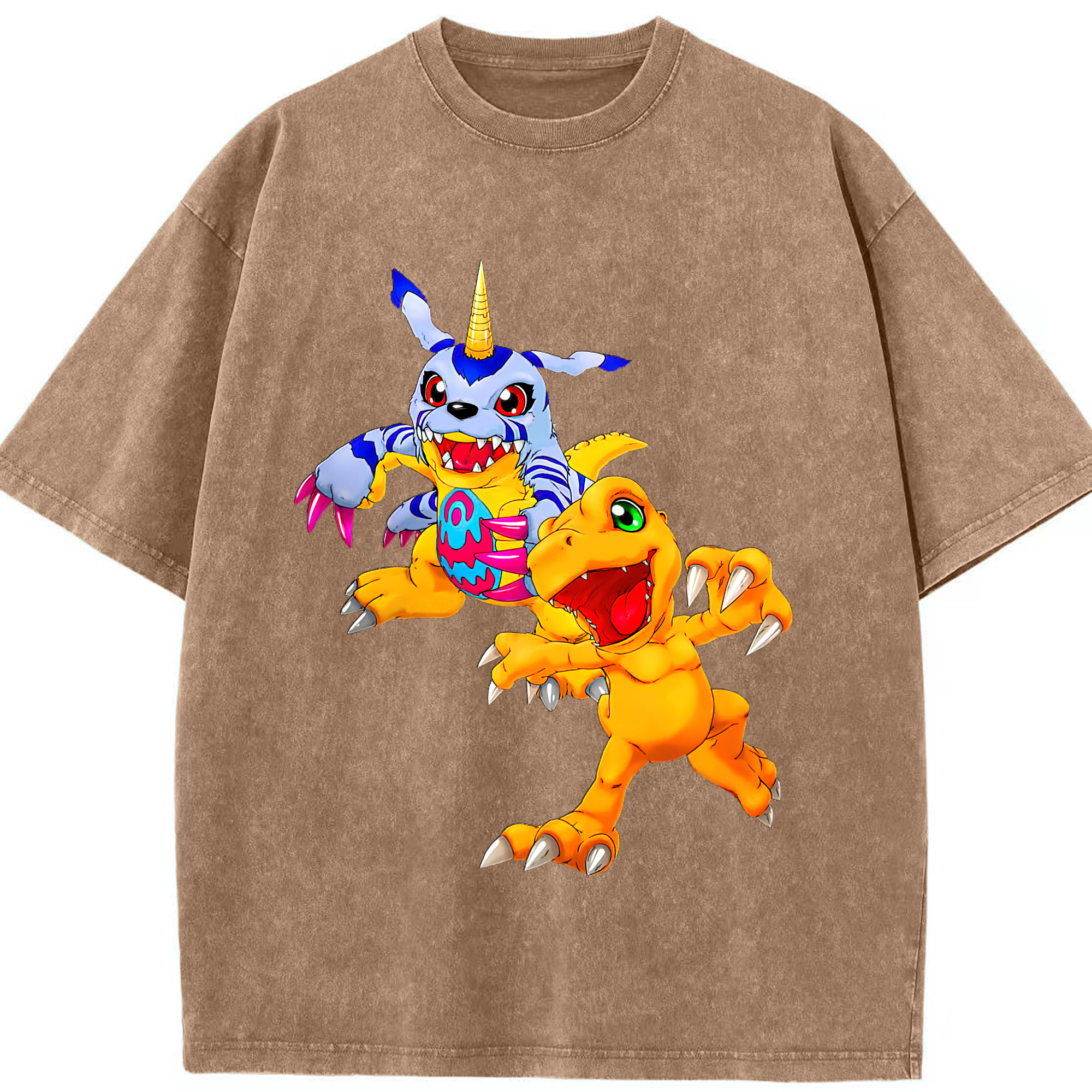（画像用） Digimon デジタルモンスター/デジモン 綿100% ヴィンテージ風 半袖Tシャツ（フロントプリント）