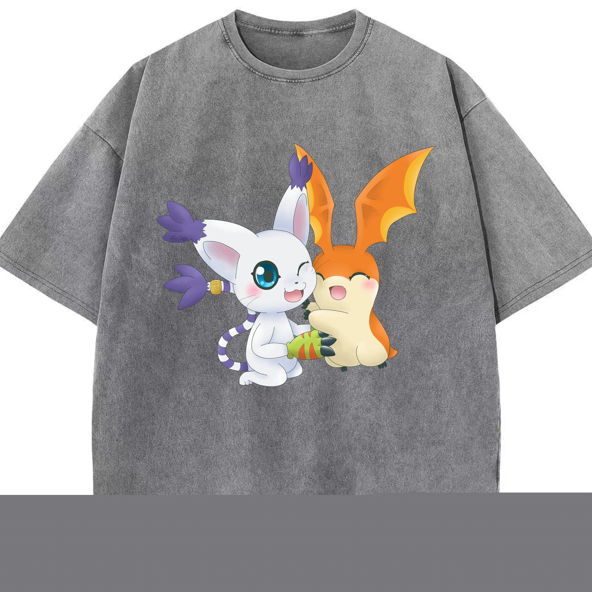 （画像用） Digimon デジタルモンスター/デジモン 綿100% ヴィンテージ風 半袖Tシャツ（フロントプリント）