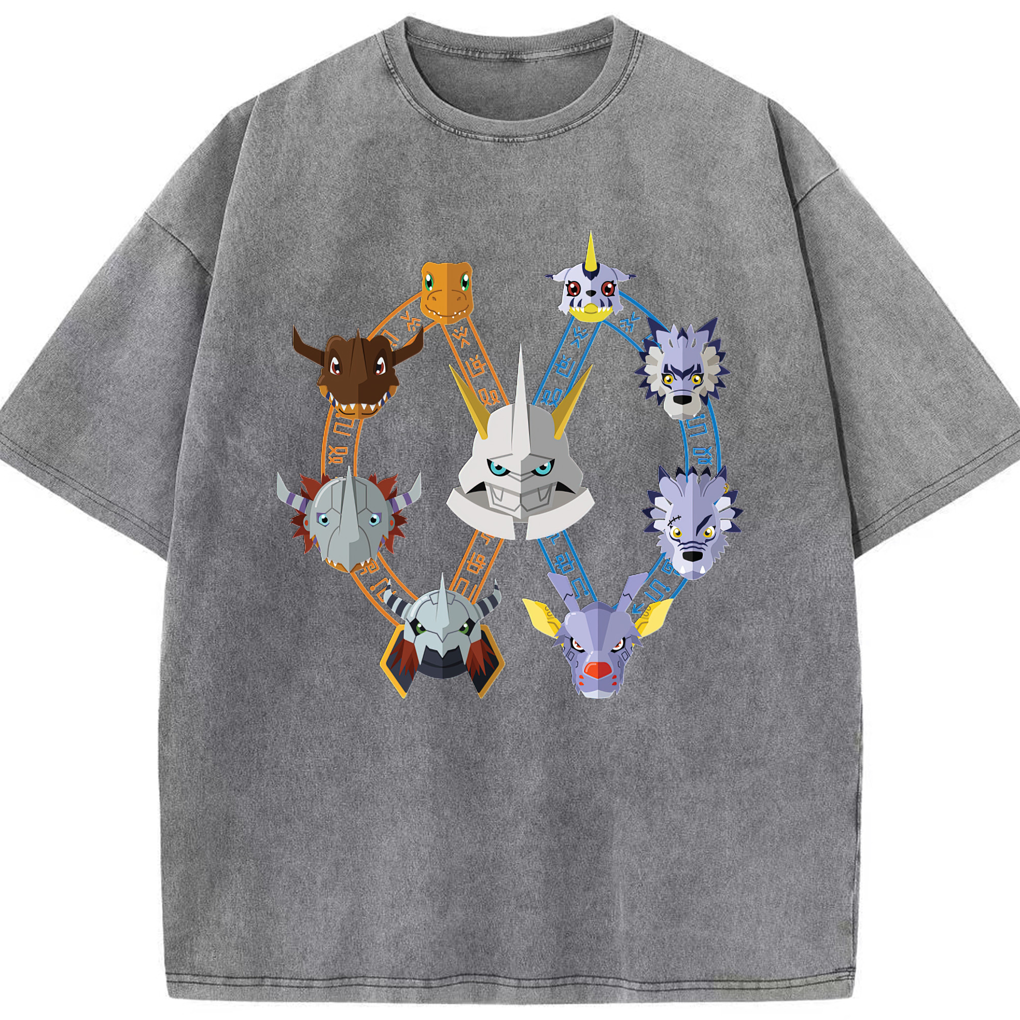 （画像用） Digimon デジタルモンスター/デジモン 綿100% ヴィンテージ風 半袖Tシャツ（フロントプリント）