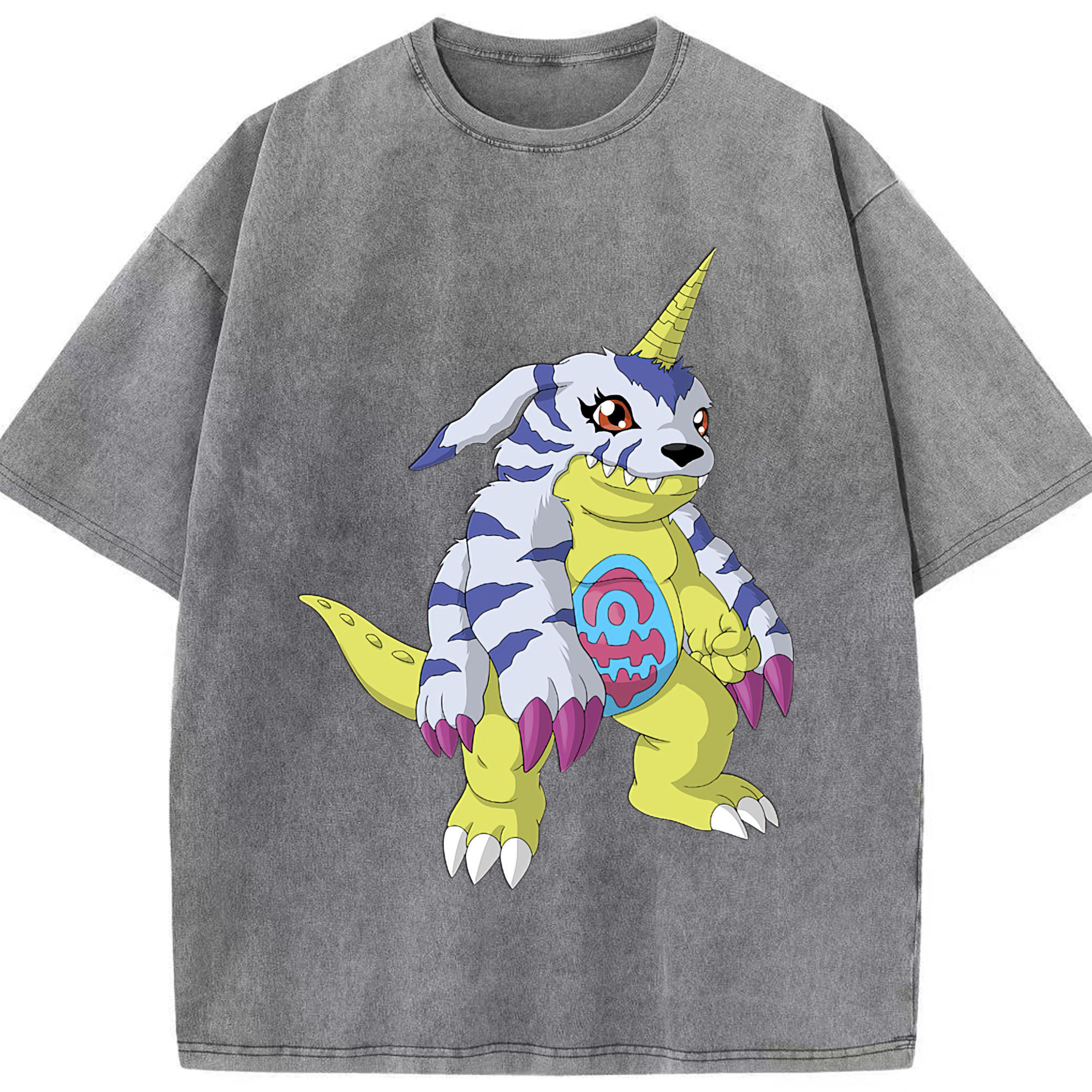 （画像用） Digimon デジタルモンスター/デジモン 綿100% ヴィンテージ風 半袖Tシャツ（フロントプリント）