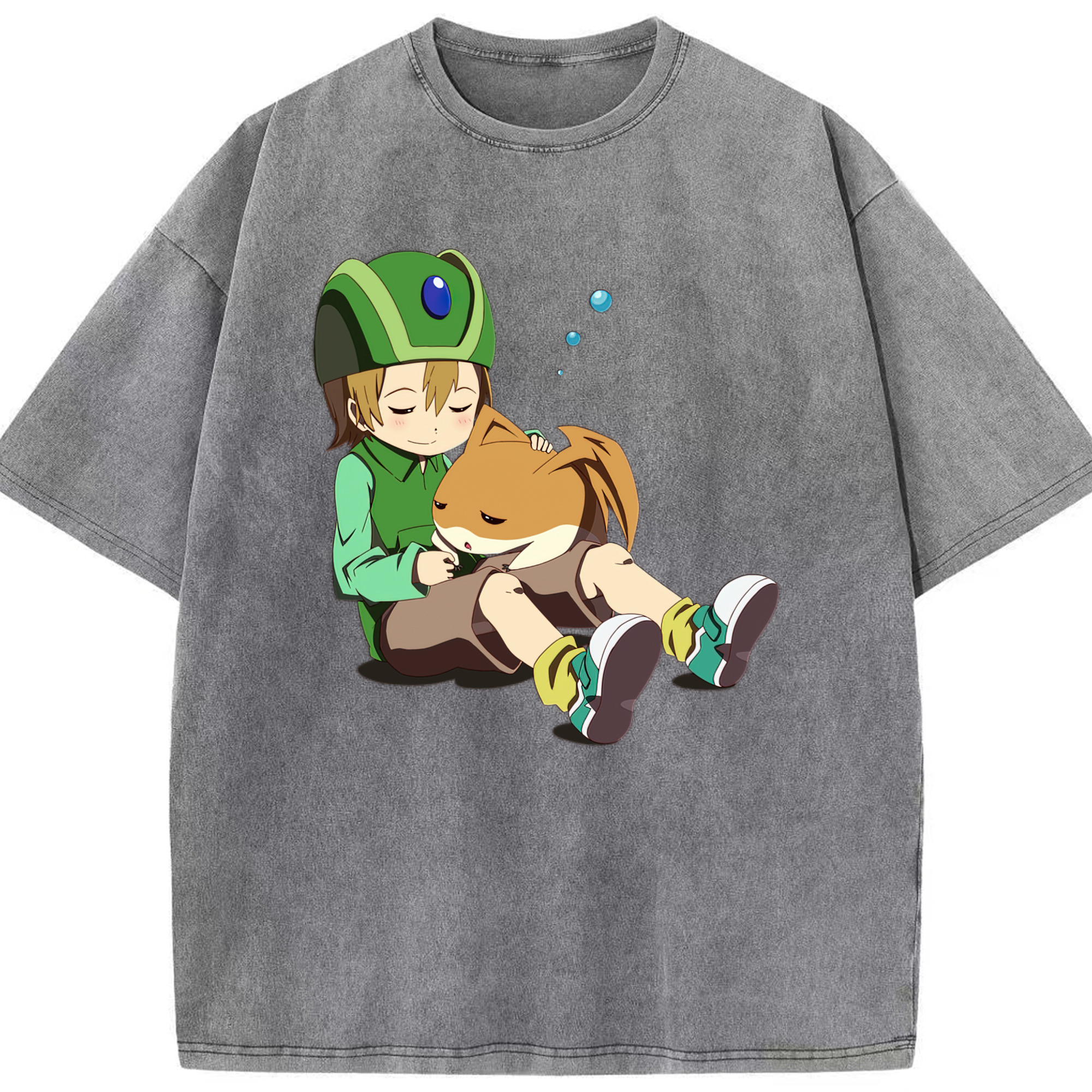 （画像用） Digimon デジタルモンスター/デジモン 綿100% ヴィンテージ風 半袖Tシャツ（フロントプリント）