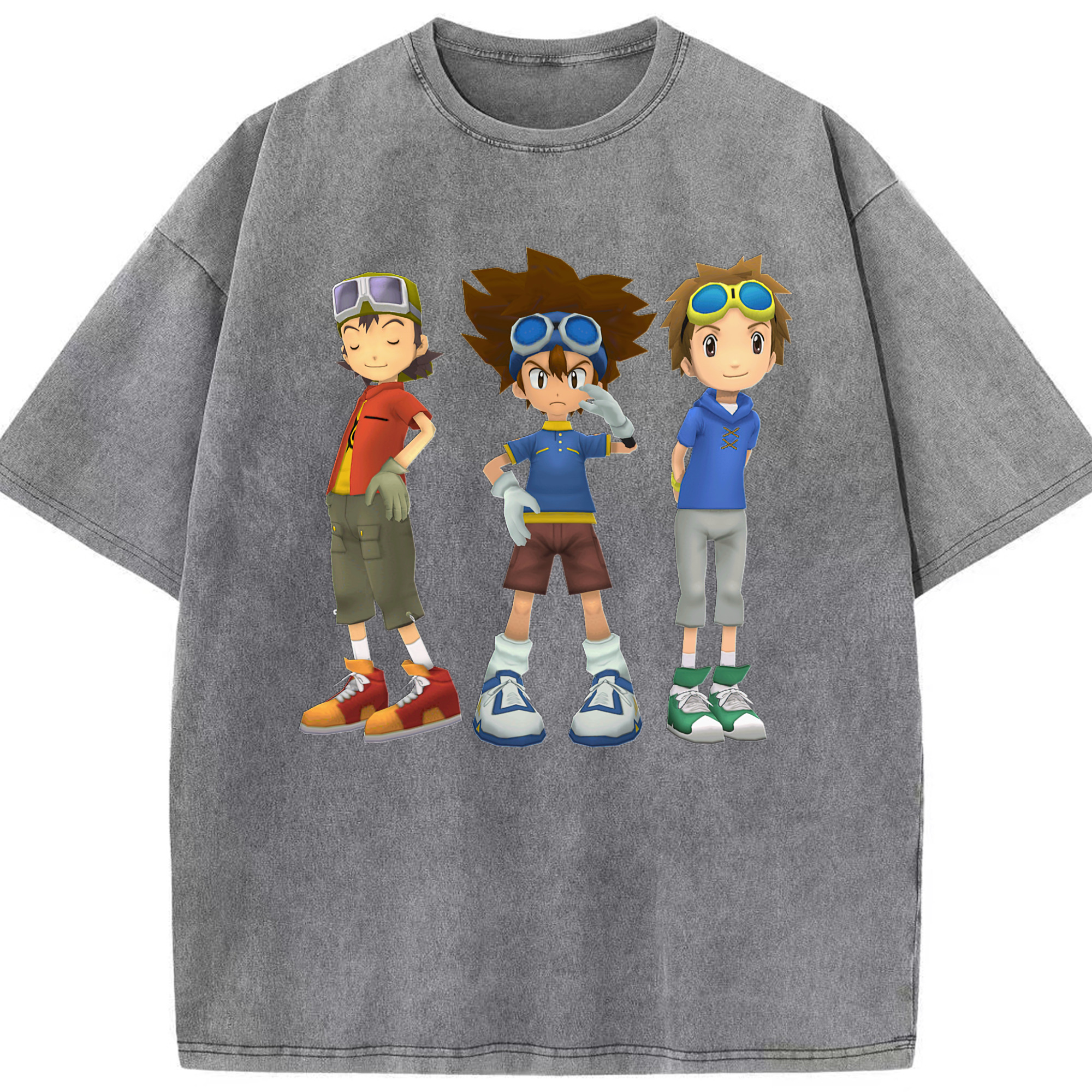 （画像用） Digimon デジタルモンスター/デジモン 綿100% ヴィンテージ風 半袖Tシャツ（フロントプリント）