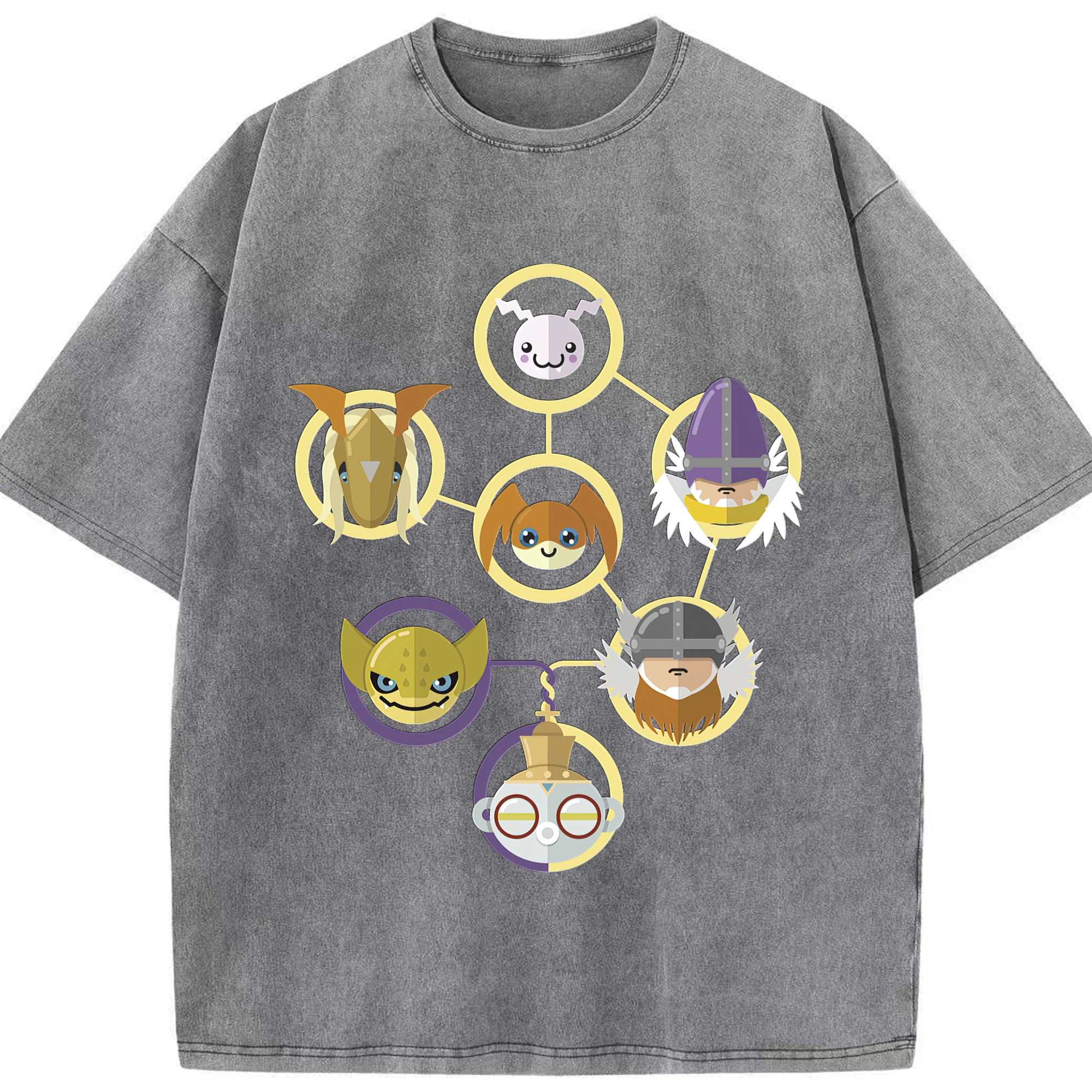（画像用） Digimon デジタルモンスター/デジモン 綿100% ヴィンテージ風 半袖Tシャツ（フロントプリント）