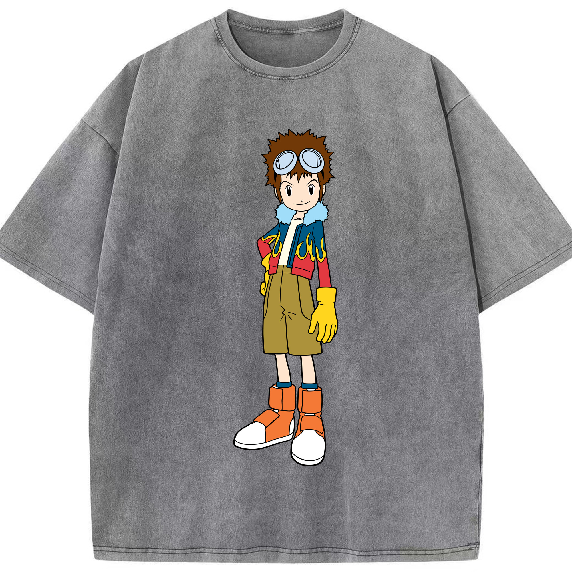 （画像用） Digimon デジタルモンスター/デジモン 綿100% ヴィンテージ風 半袖Tシャツ（フロントプリント）