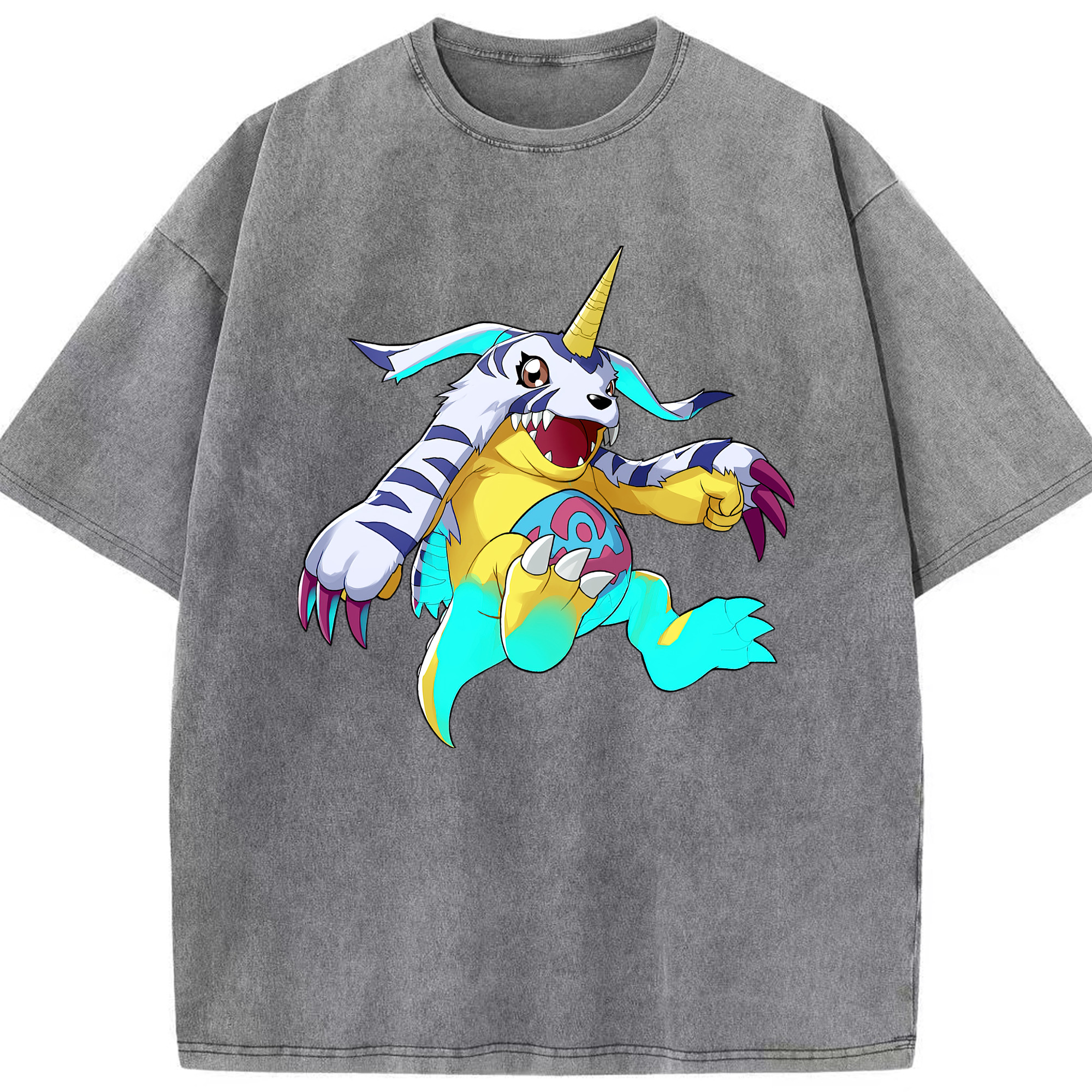 （画像用） Digimon デジタルモンスター/デジモン 綿100% ヴィンテージ風 半袖Tシャツ（フロントプリント）