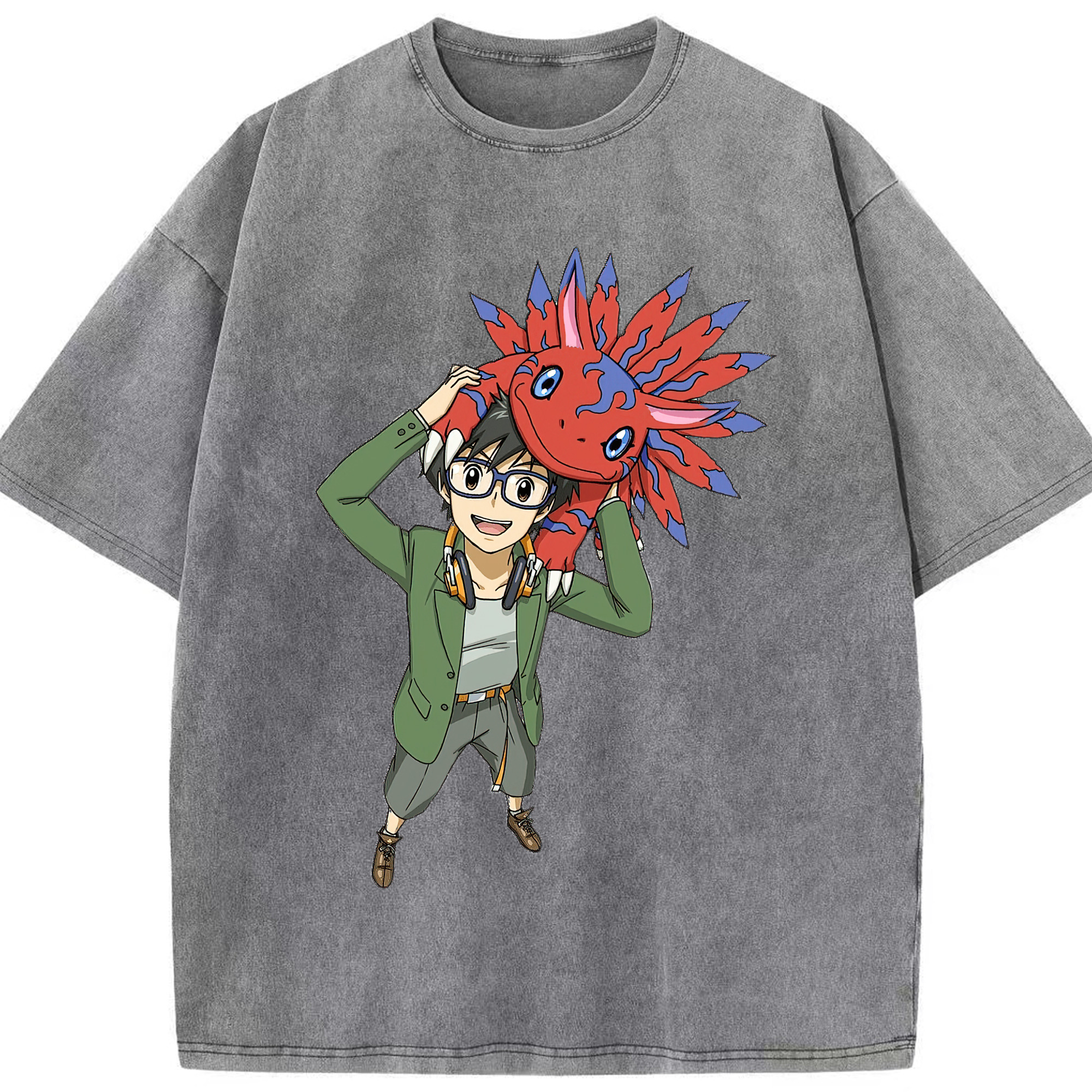 （画像用） Digimon デジタルモンスター/デジモン 綿100% ヴィンテージ風 半袖Tシャツ（フロントプリント）