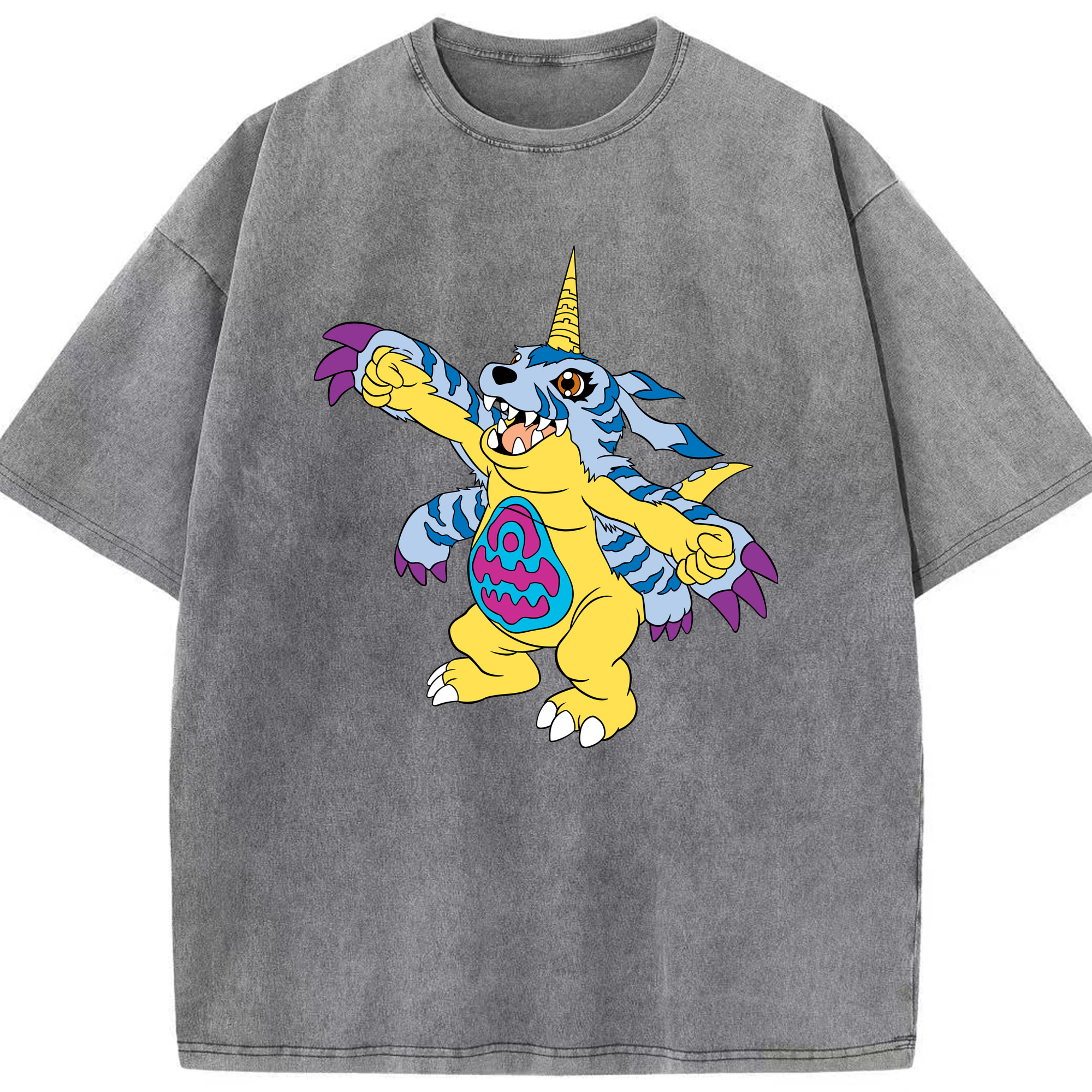 （画像用） Digimon デジタルモンスター/デジモン 綿100% ヴィンテージ風 半袖Tシャツ（フロントプリント）