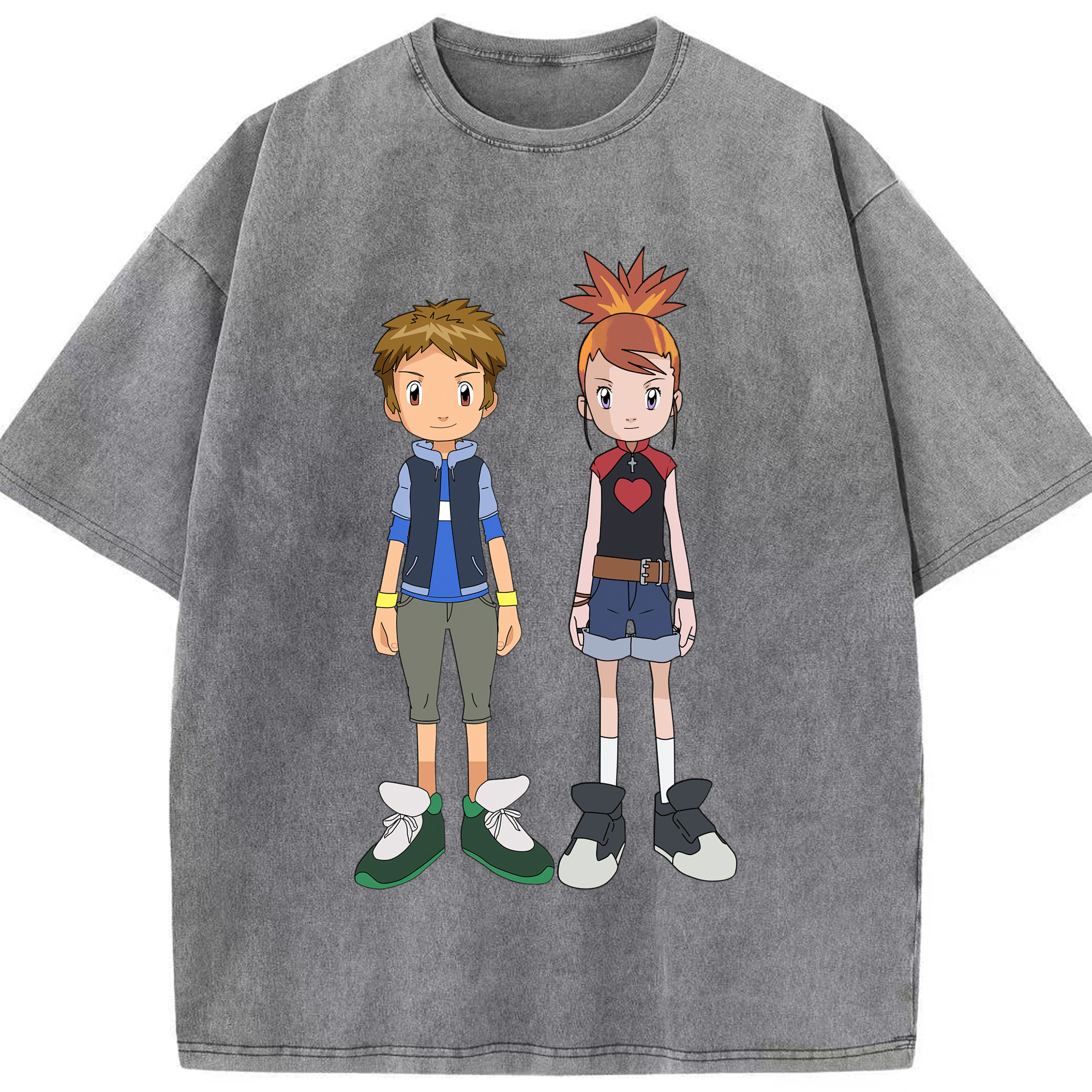 （画像用） Digimon デジタルモンスター/デジモン 綿100% ヴィンテージ風 半袖Tシャツ（フロントプリント）