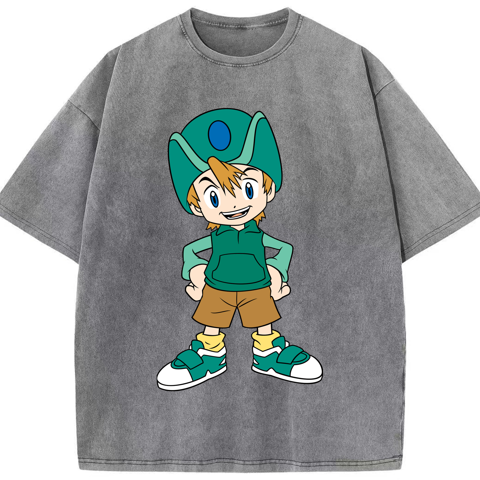 （画像用） Digimon デジタルモンスター/デジモン 綿100% ヴィンテージ風 半袖Tシャツ（フロントプリント）
