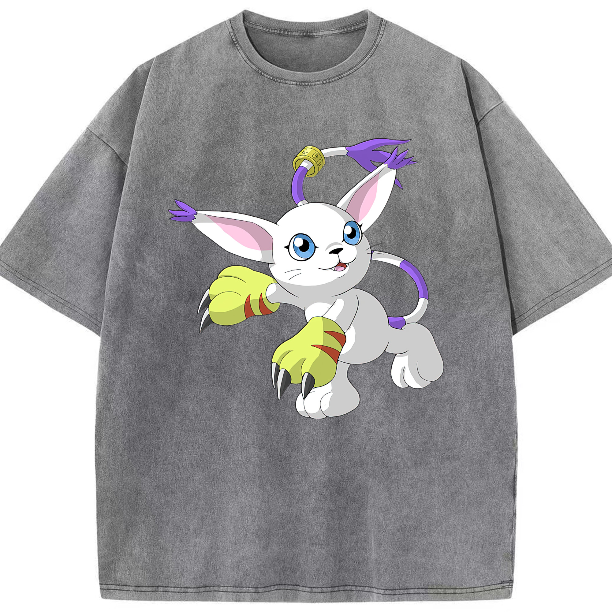 （画像用） Digimon デジタルモンスター/デジモン 綿100% ヴィンテージ風 半袖Tシャツ（フロントプリント）