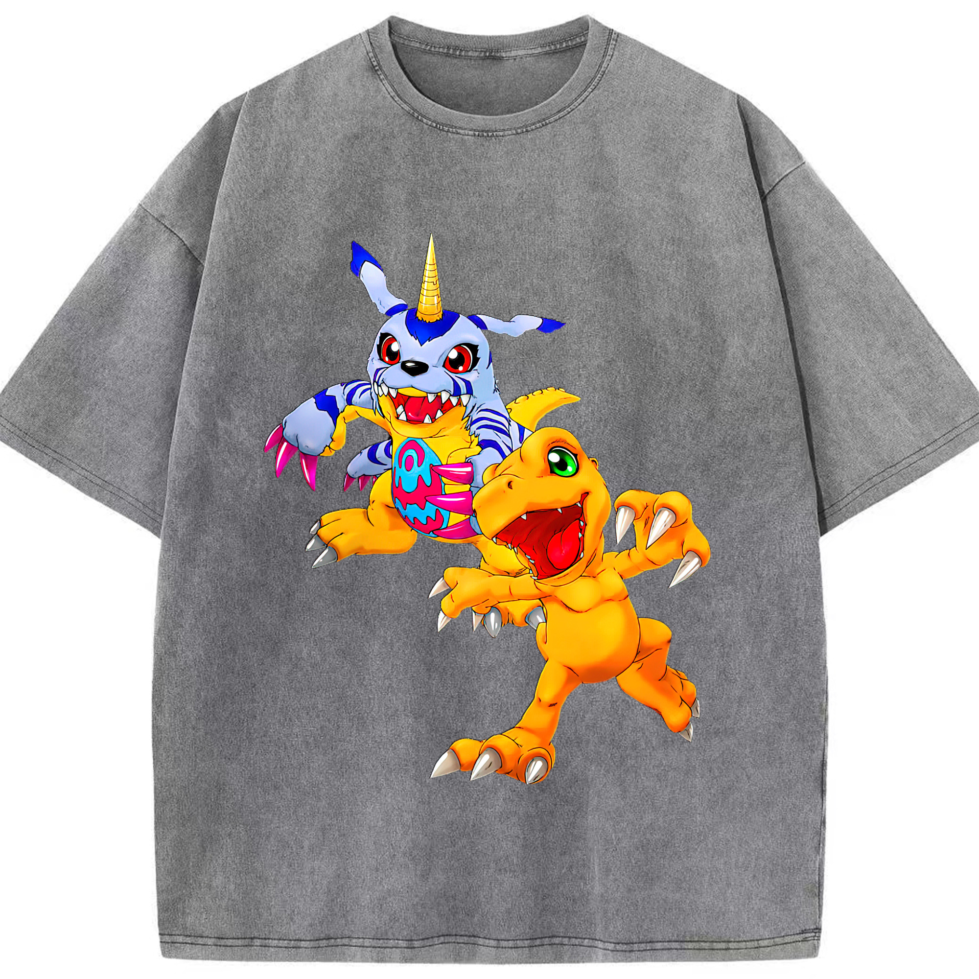 （画像用） Digimon デジタルモンスター/デジモン 綿100% ヴィンテージ風 半袖Tシャツ（フロントプリント）