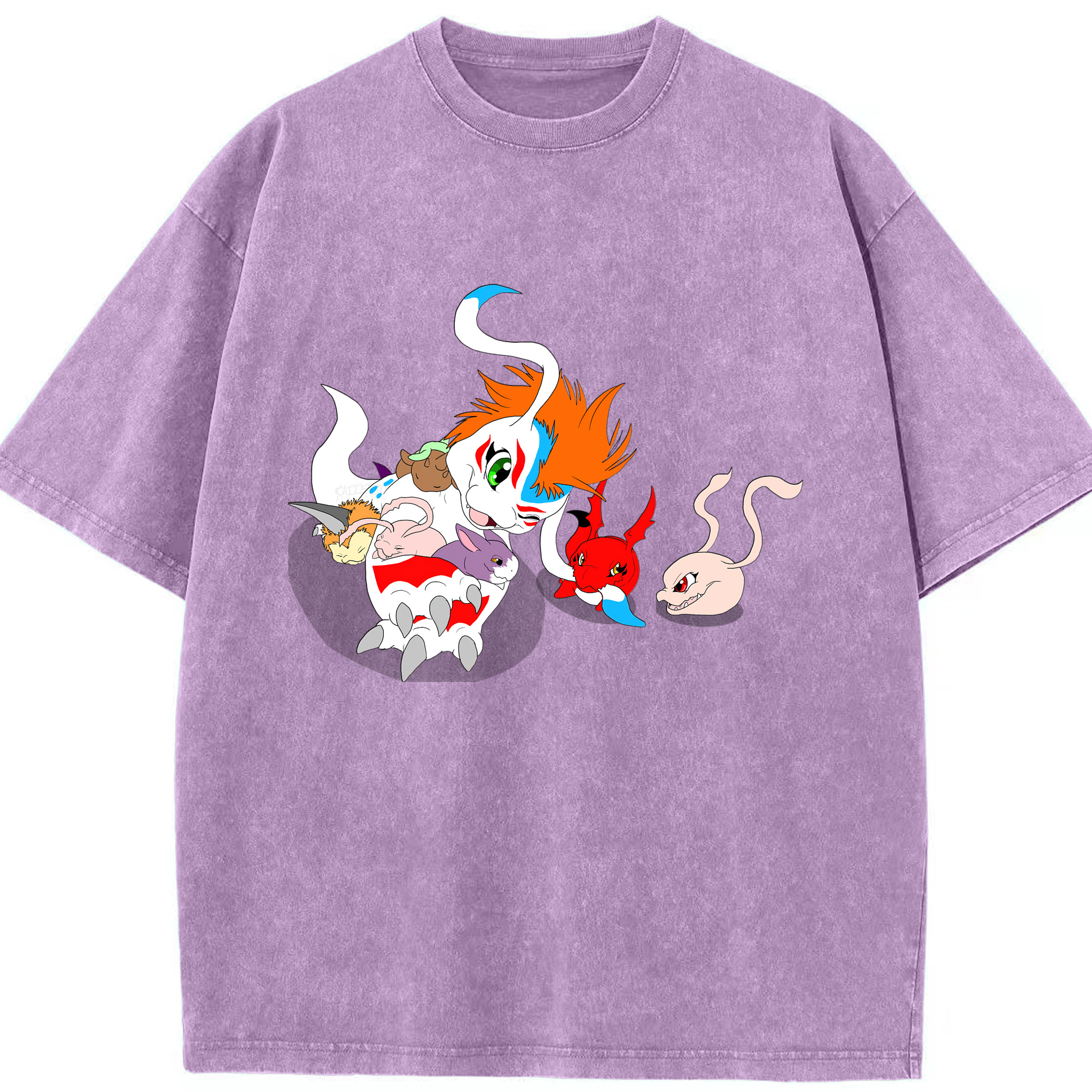 （画像用） Digimon デジタルモンスター/デジモン 綿100% ヴィンテージ風 半袖Tシャツ（フロントプリント）