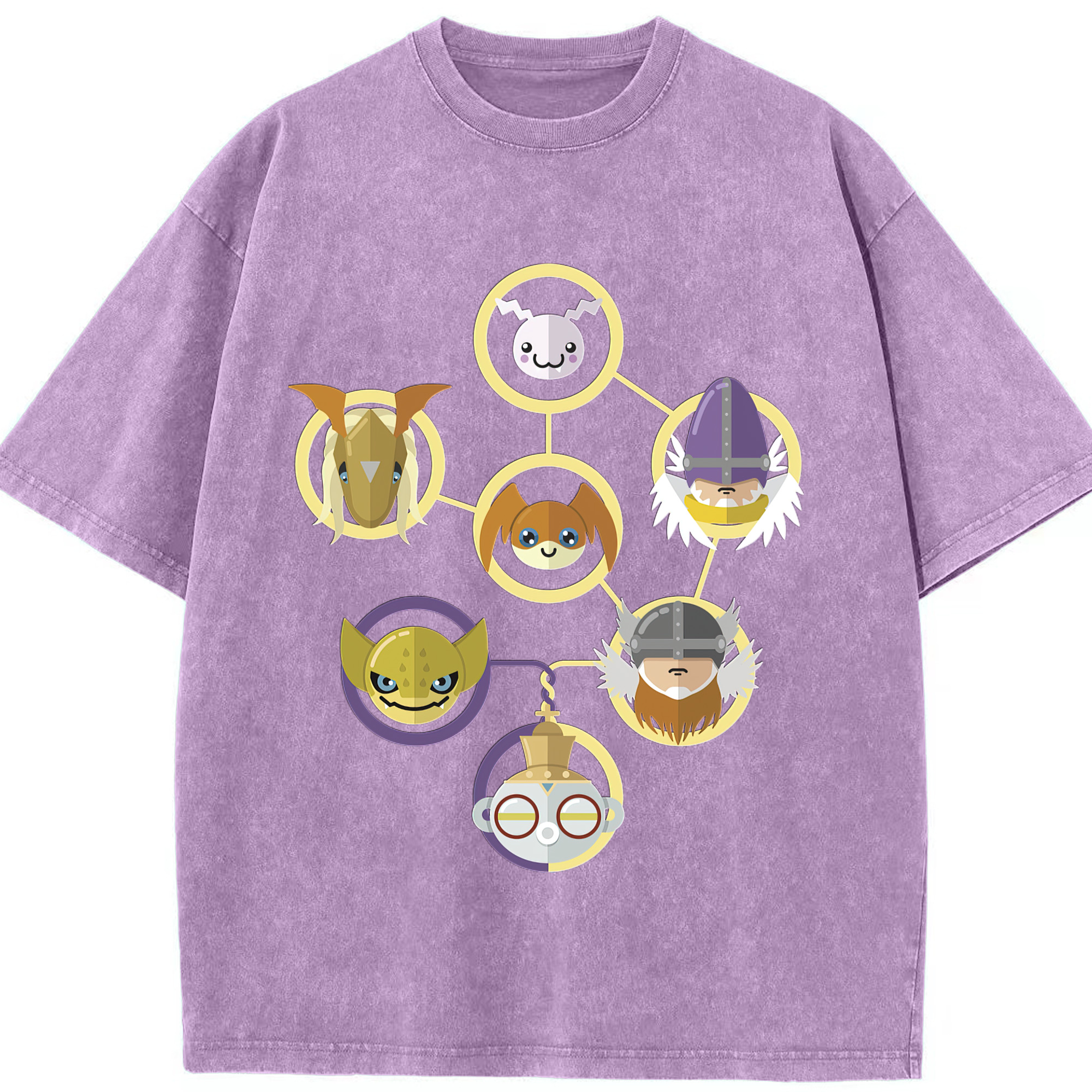 （画像用） Digimon デジタルモンスター/デジモン 綿100% ヴィンテージ風 半袖Tシャツ（フロントプリント）