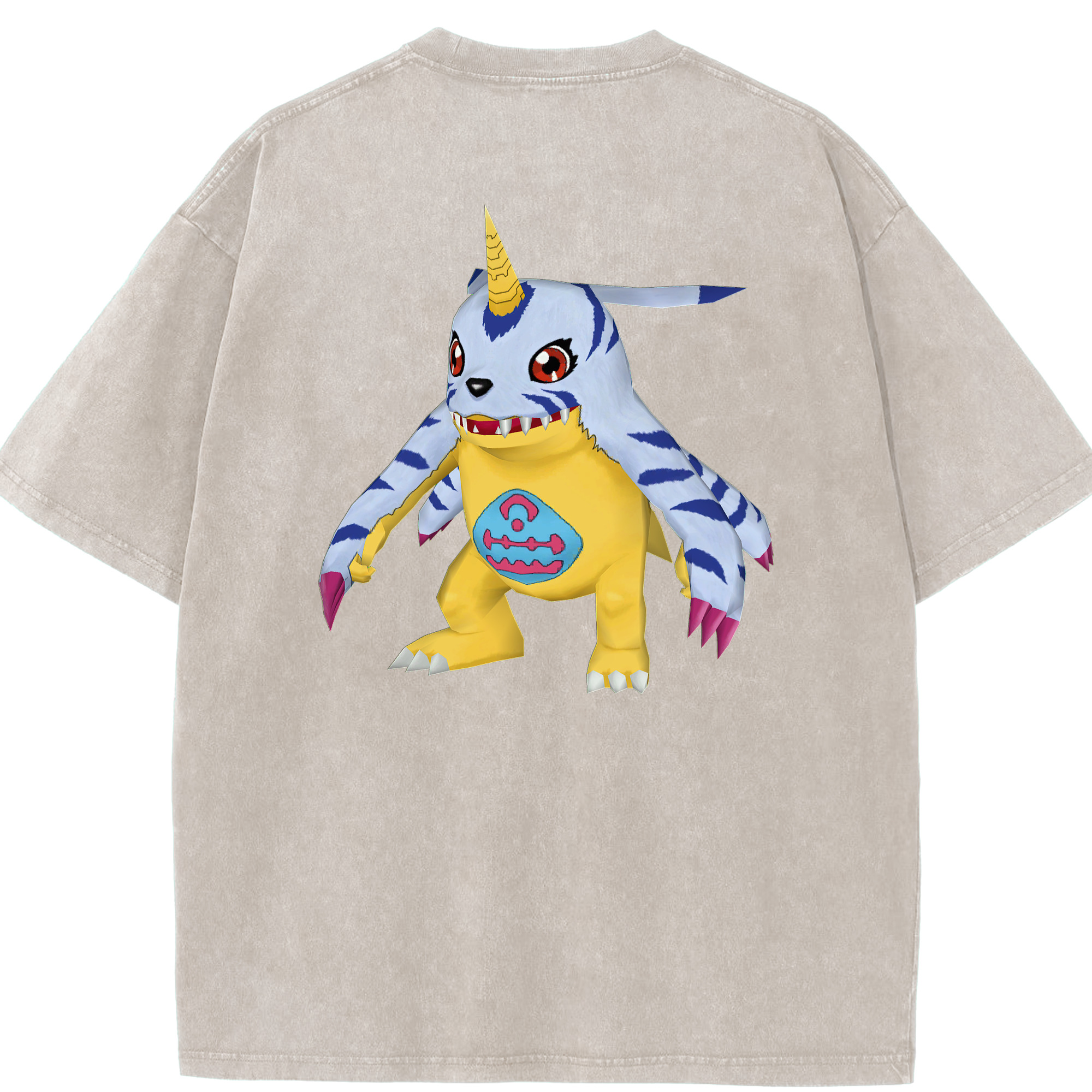 （画像用） Digimon デジタルモンスター/デジモン 綿100% ヴィンテージ風 半袖Tシャツ（背面プリント）