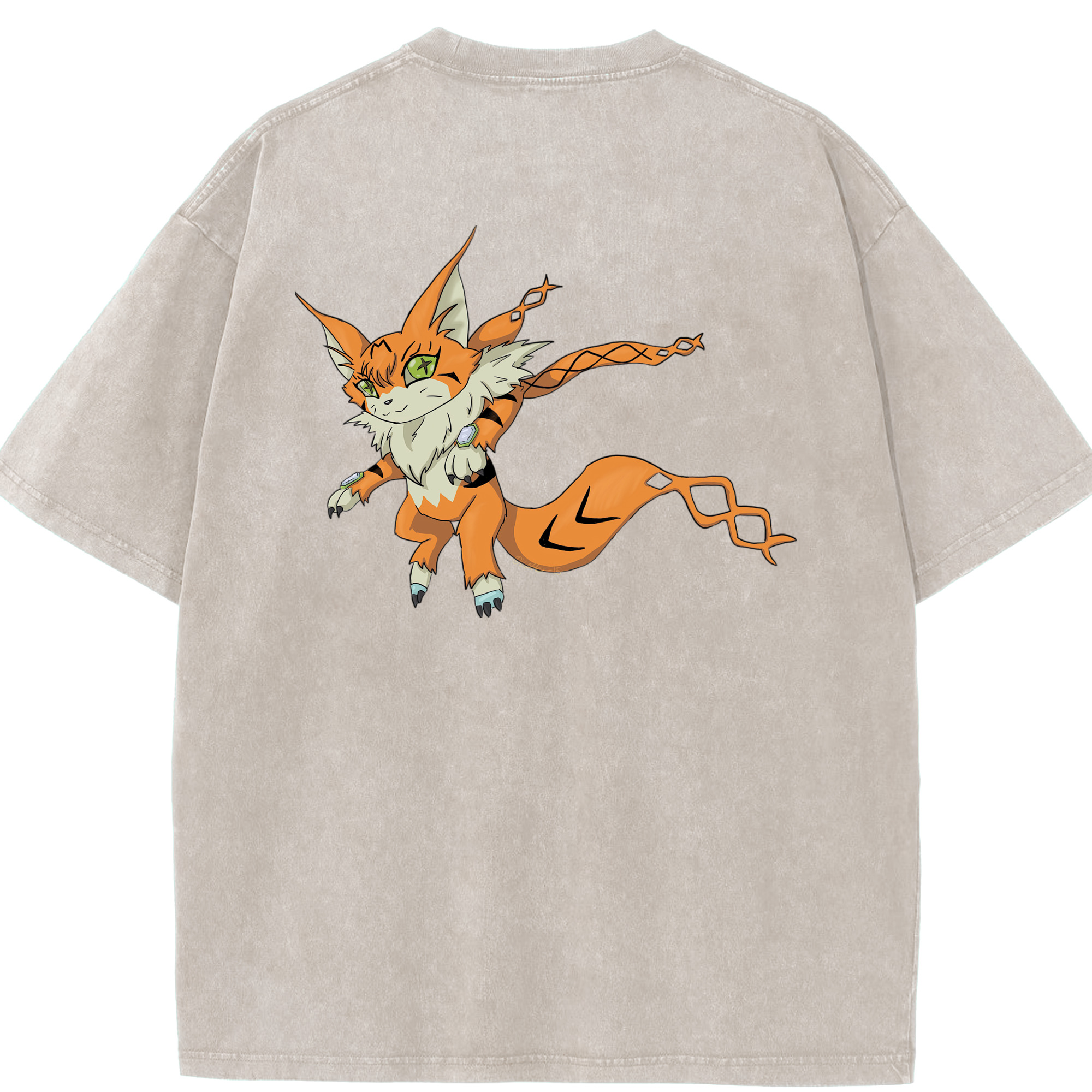 （画像用） Digimon デジタルモンスター/デジモン 綿100% ヴィンテージ風 半袖Tシャツ（背面プリント）