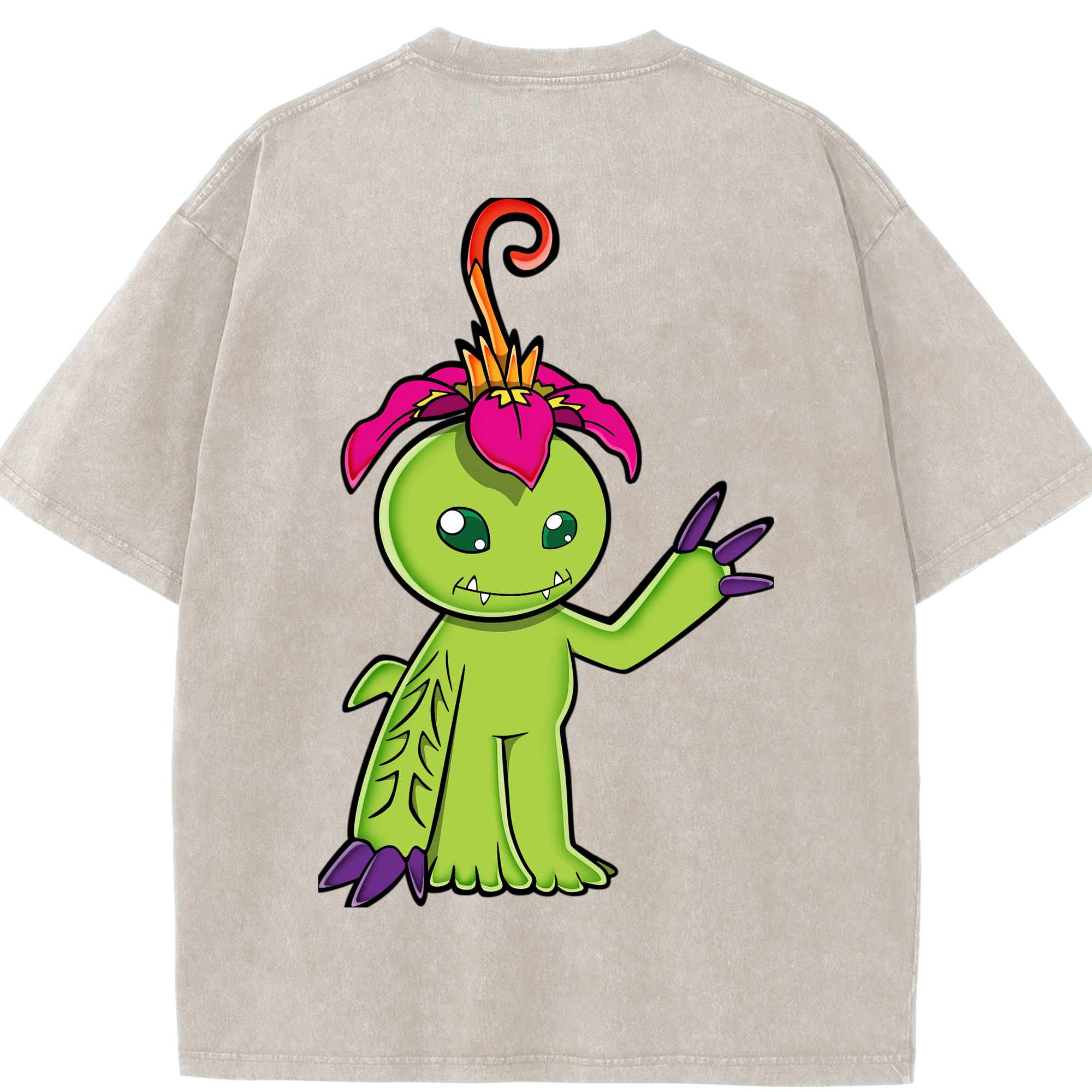 （画像用） Digimon デジタルモンスター/デジモン 綿100% ヴィンテージ風 半袖Tシャツ（背面プリント）