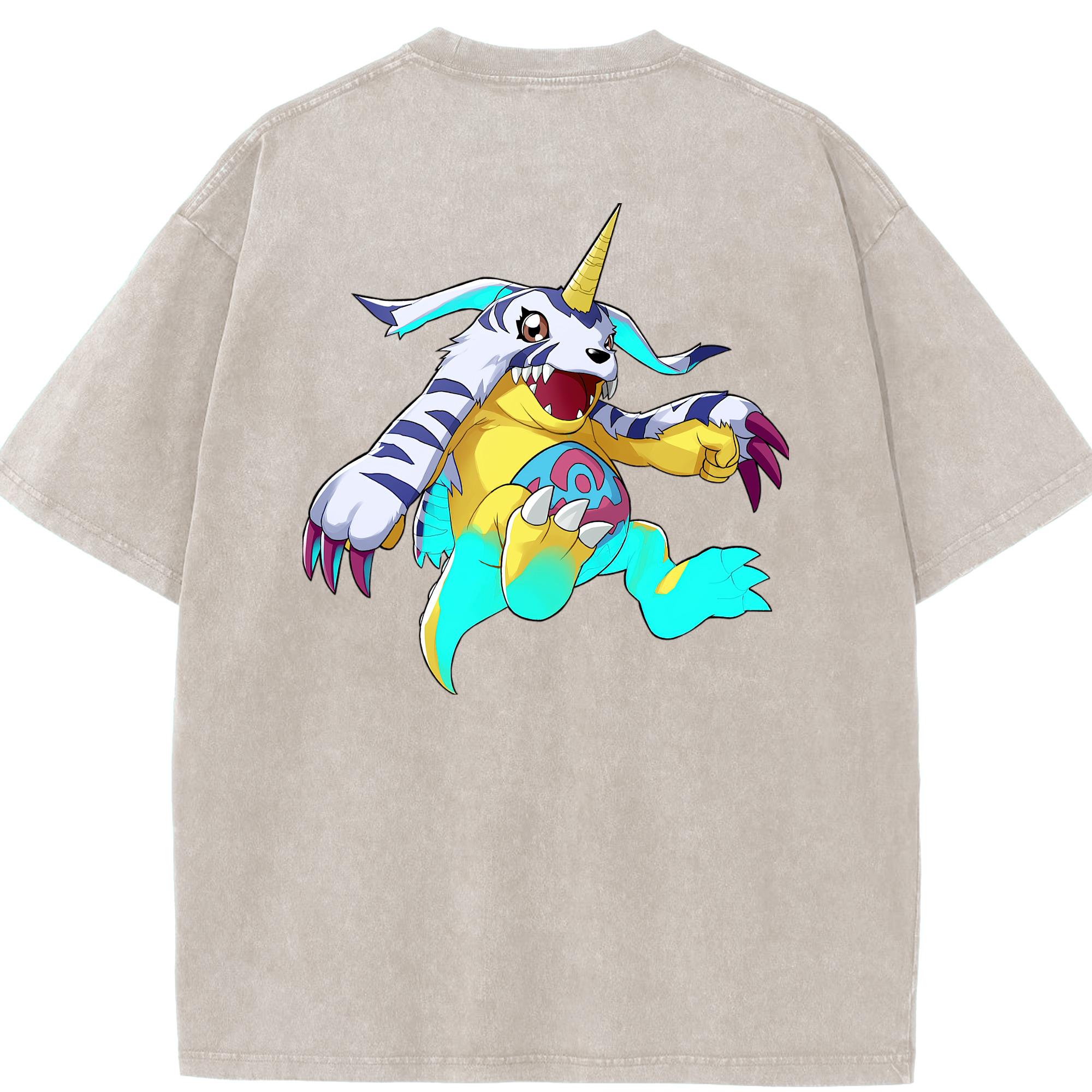 （画像用） Digimon デジタルモンスター/デジモン 綿100% ヴィンテージ風 半袖Tシャツ（背面プリント）