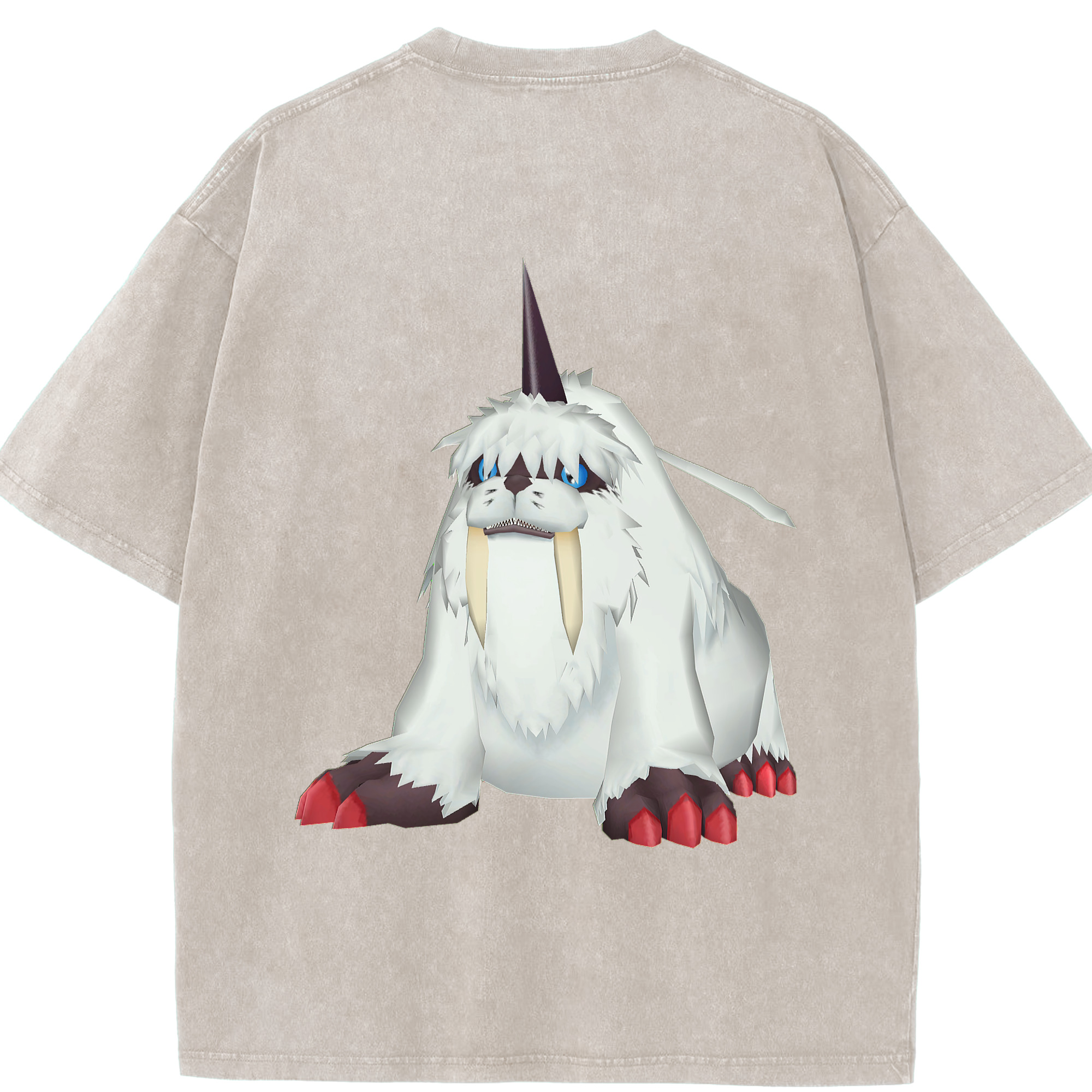 （画像用） Digimon デジタルモンスター/デジモン 綿100% ヴィンテージ風 半袖Tシャツ（背面プリント）