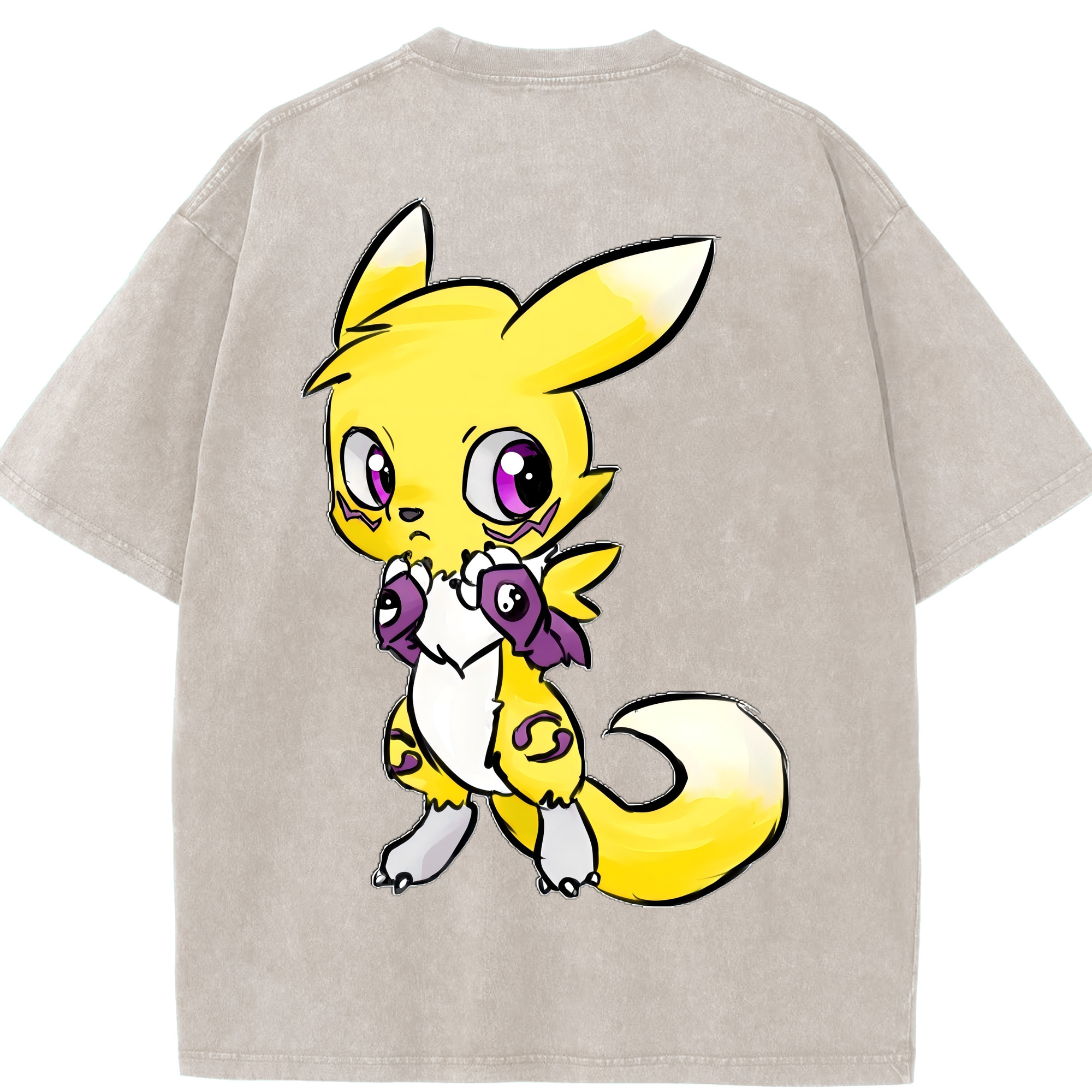 （画像用） Digimon デジタルモンスター/デジモン 綿100% ヴィンテージ風 半袖Tシャツ（背面プリント）