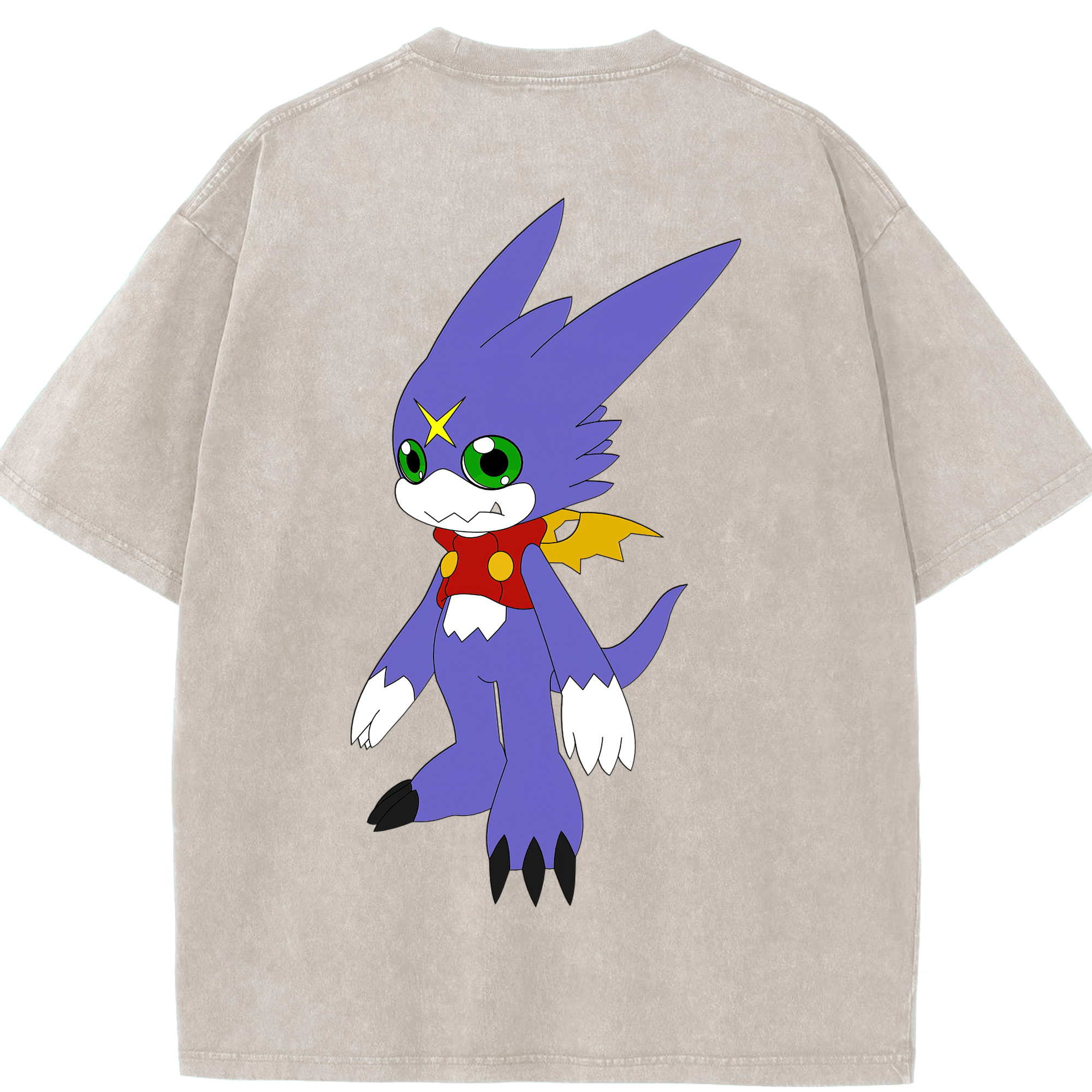 （画像用） Digimon デジタルモンスター/デジモン 綿100% ヴィンテージ風 半袖Tシャツ（背面プリント）